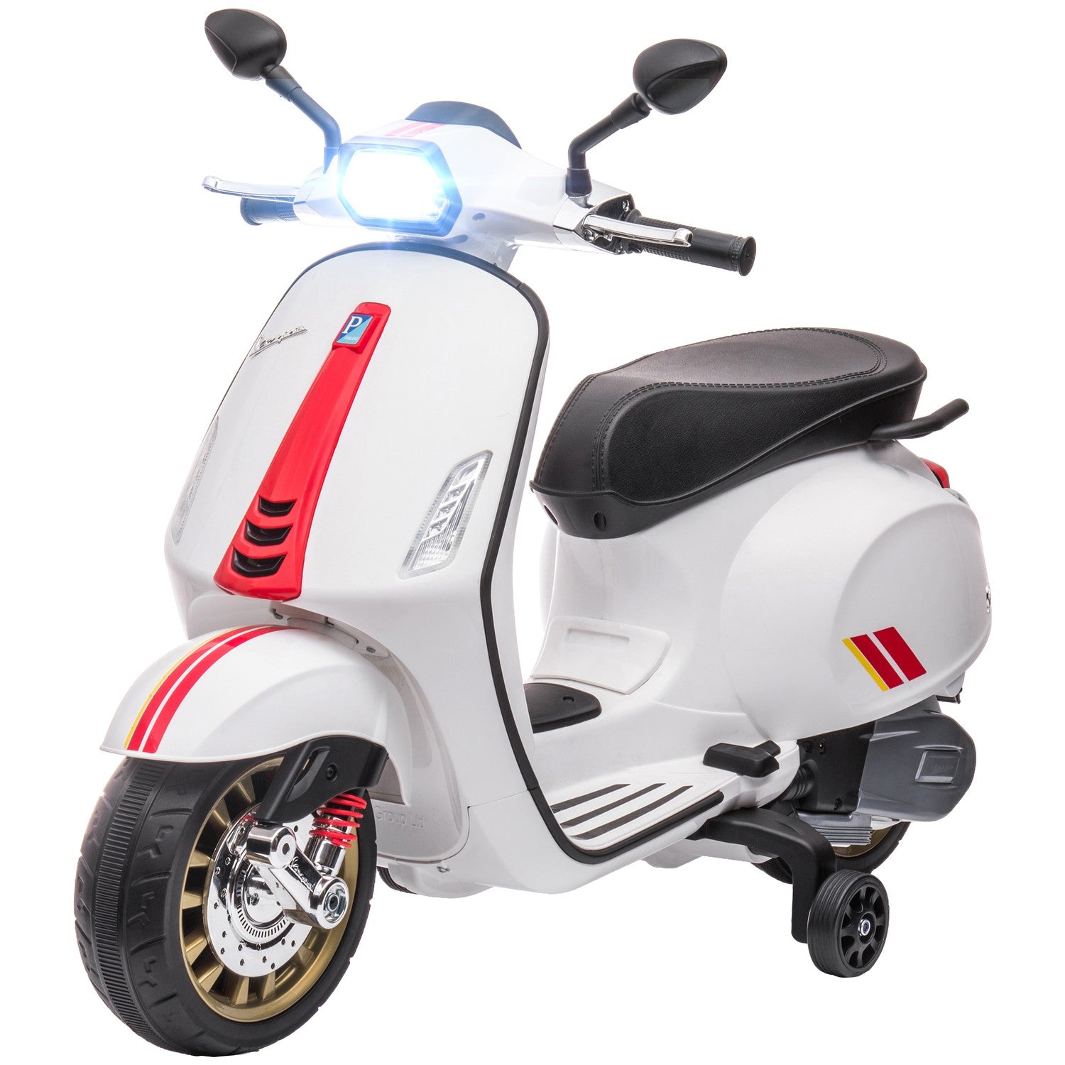 Barns 6V elmotorcykel med MP3, LED, USB, Vit
