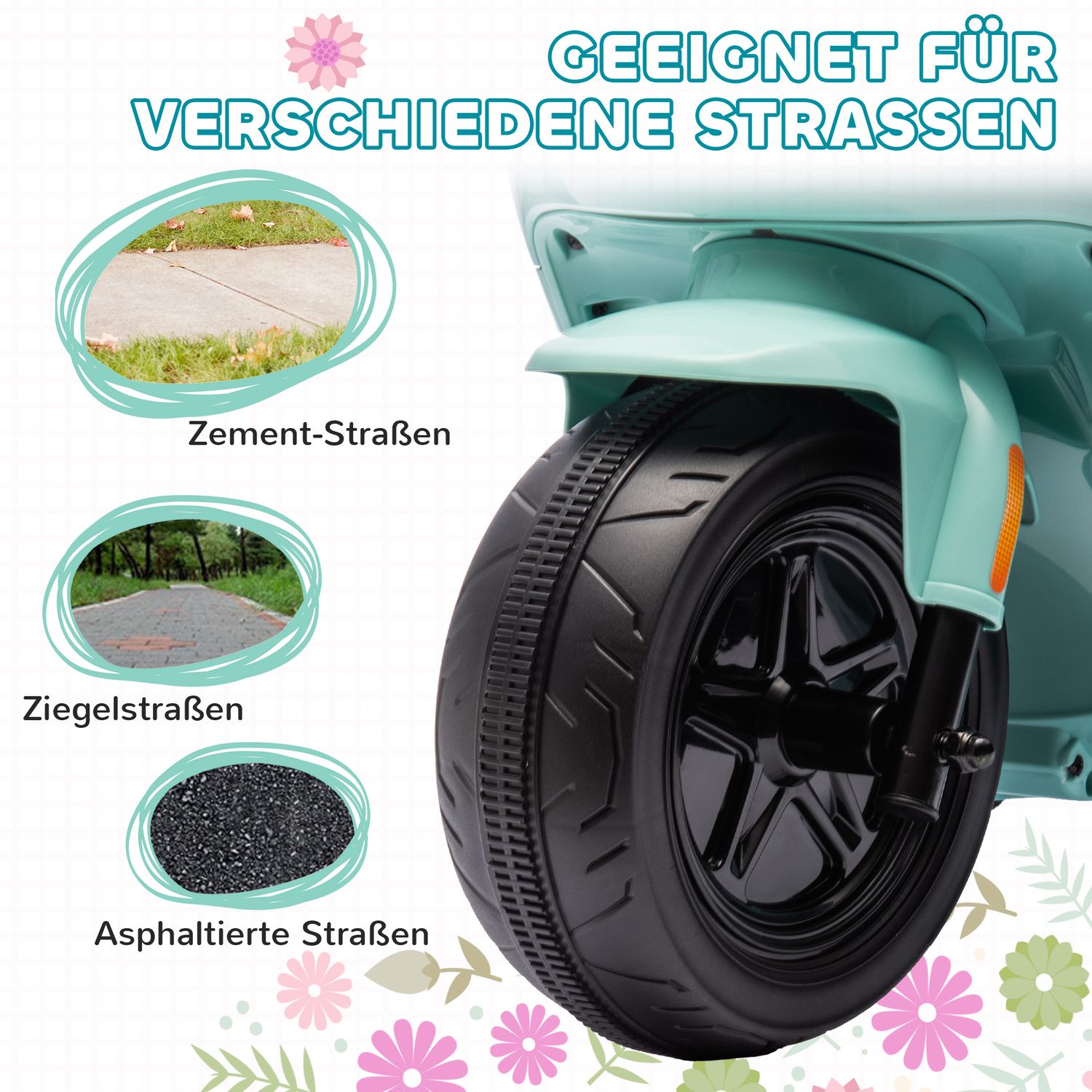 Elmotorcykel för barn 6V med musik och ljus, grön