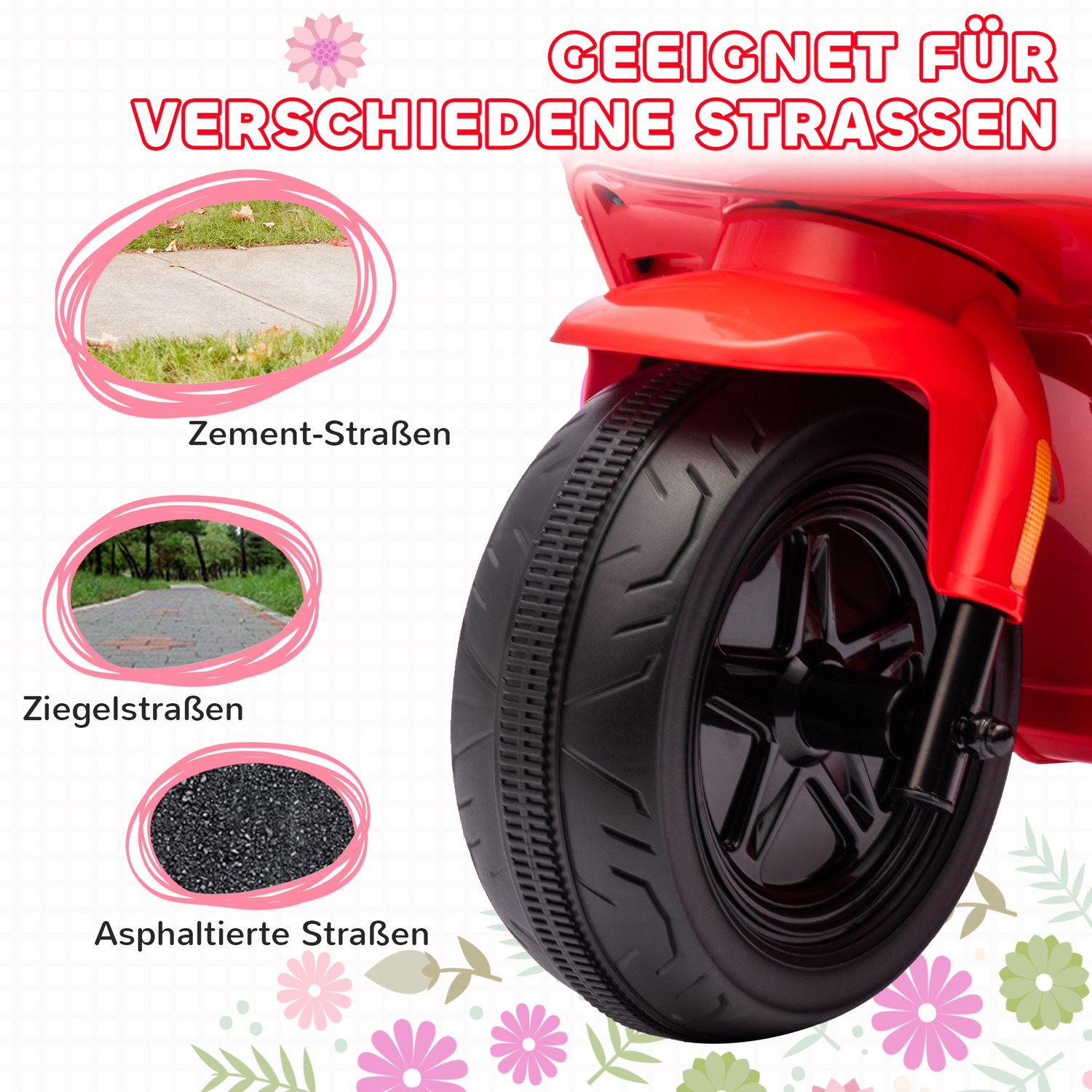 Elmotorcykel för barn, 6V, musik & ljus, röd