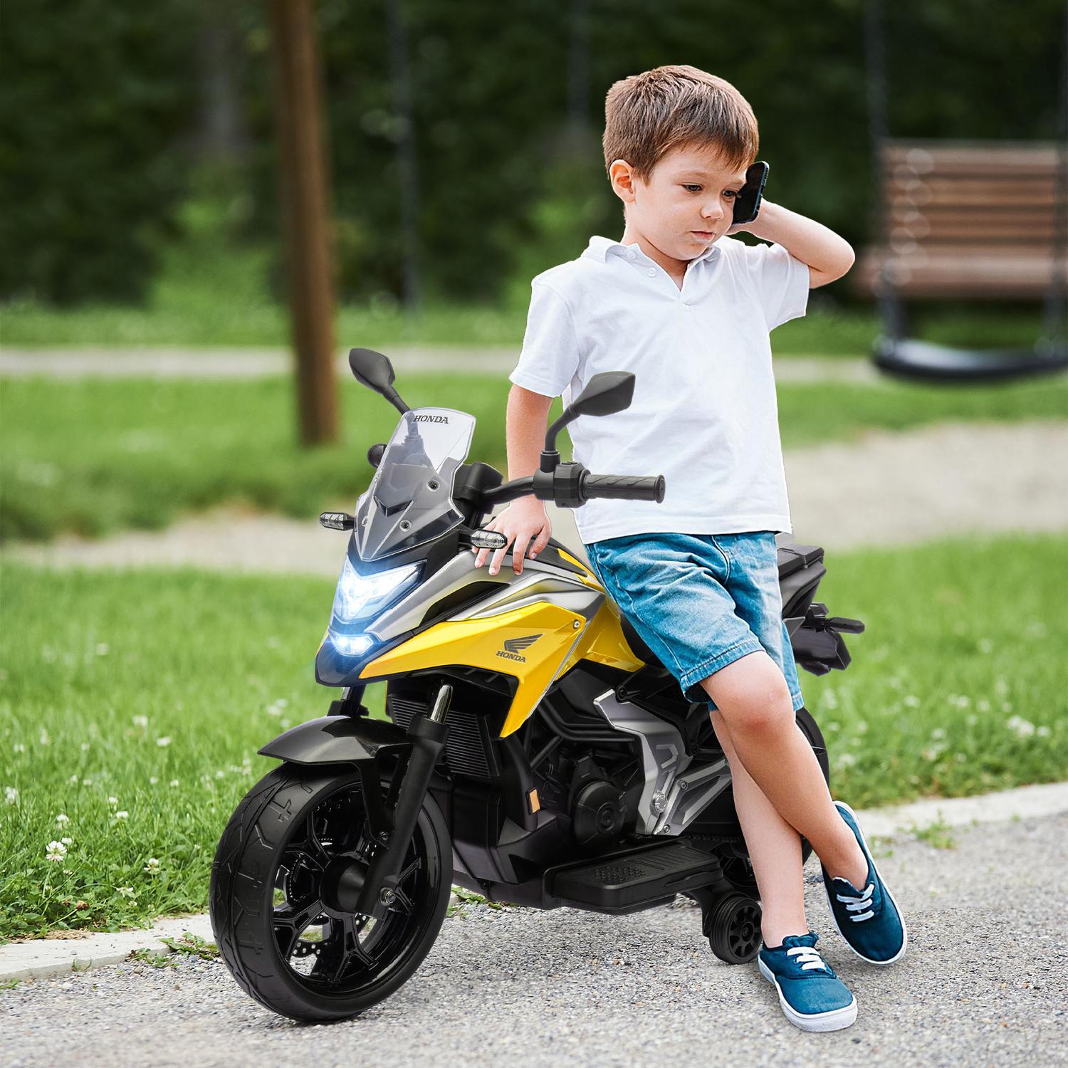 Elektrická motorka pro děti s postranními kolečky, rychlost 3 km/h