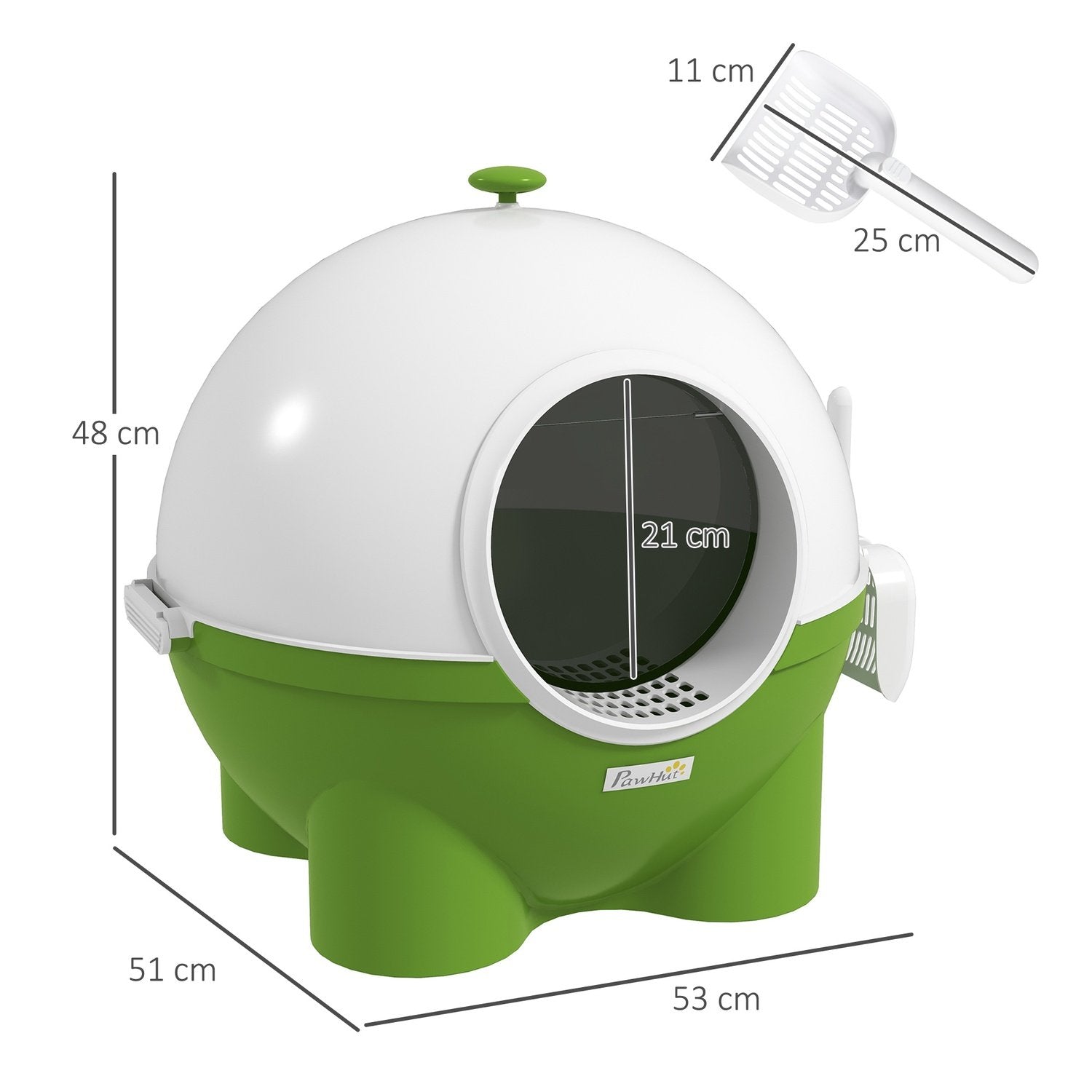 Kattsandsbricka Lock Skopa För Katter Upp Till 4 Kg Plast Inomhus Grön+Vit 53X51X48Cm