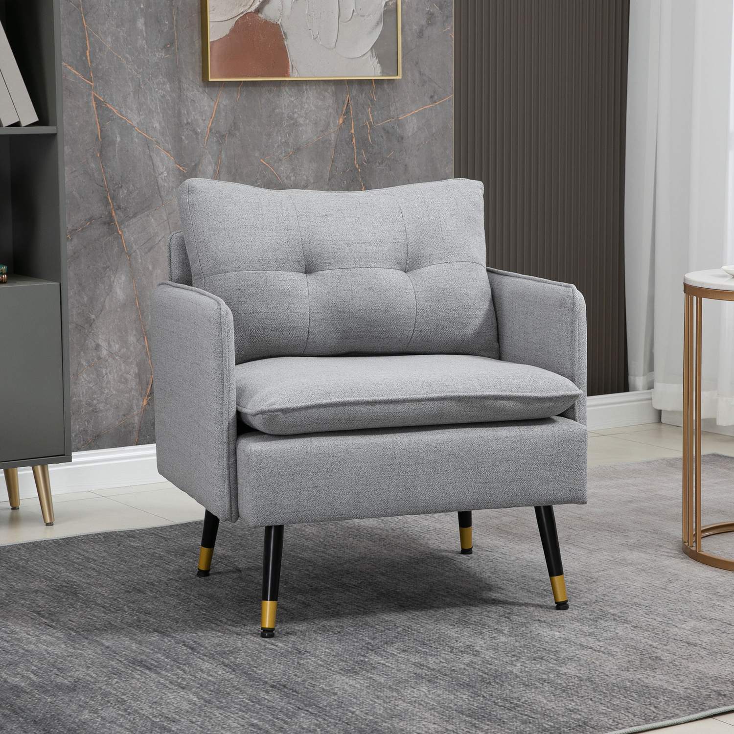 Lounge Fåtölj; Linnelook, kudde, 120 kg kapacitet