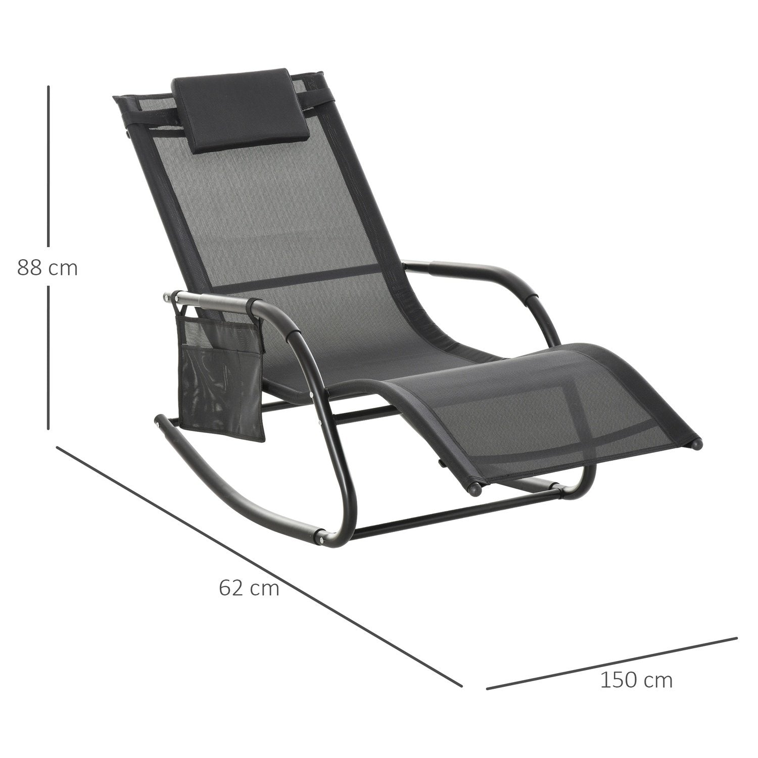 Gungstol Gungstol Trädgårdsstol Gungstol Metallnät Svart 150 X 62 X 88 Cm