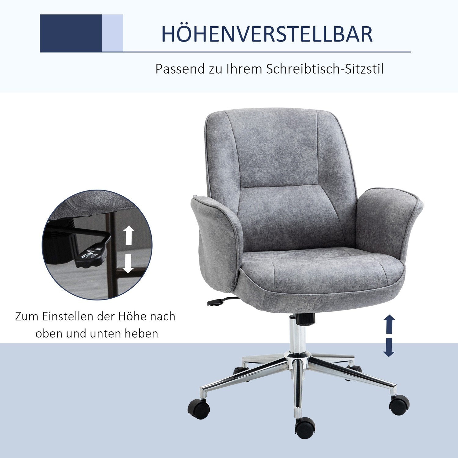 Kontorsstol Modern Skrivbordsstol Med Vippfunktion, Höjdjusterbar, Ergonomisk, 360° Svängbara Hjul