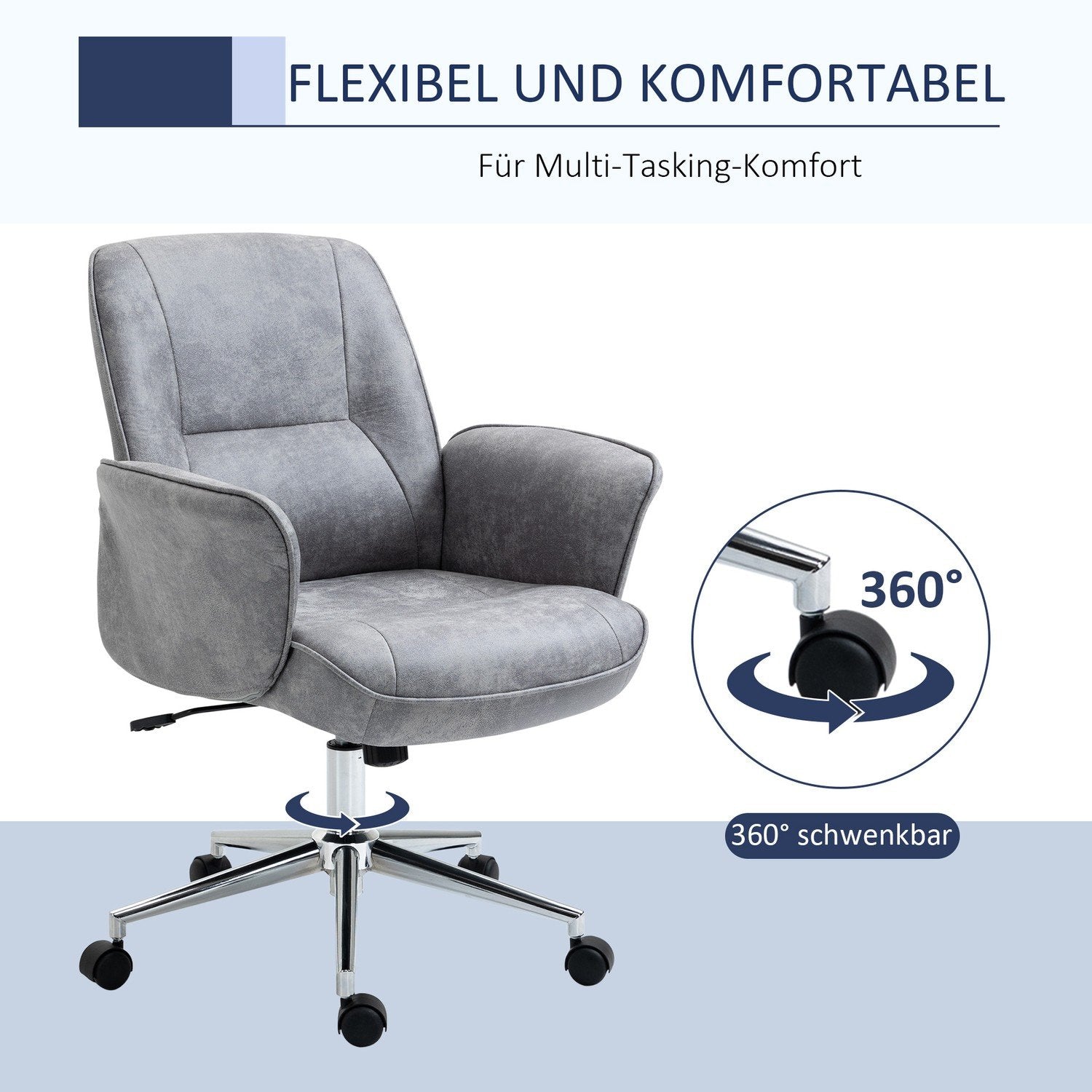 Kontorsstol Modern Skrivbordsstol Med Vippfunktion, Höjdjusterbar, Ergonomisk, 360° Svängbara Hjul