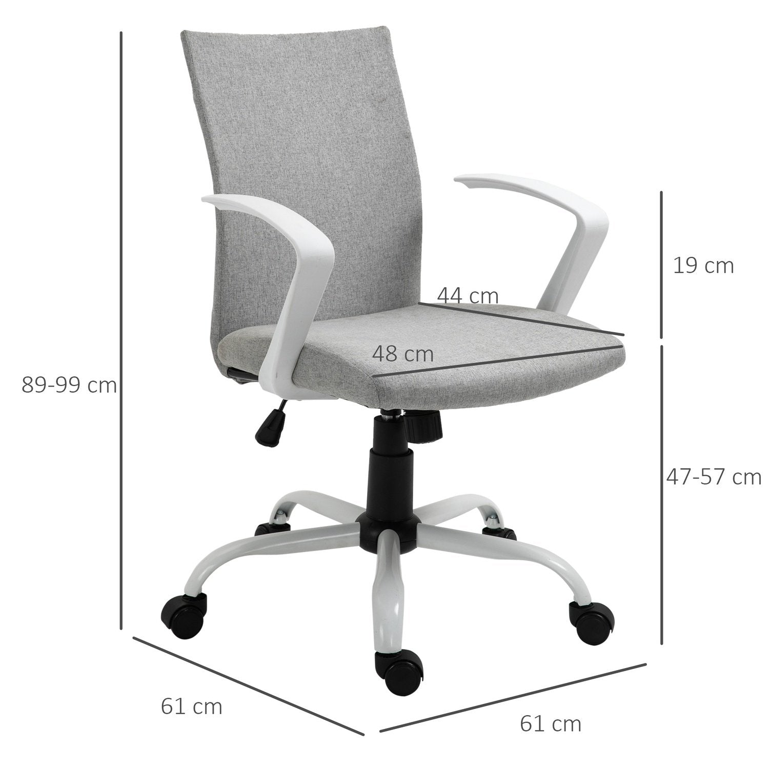 Kontorsstol Skrivbordsstol Med Mesh Ryggstöd, Vippfunktion, Nackstöd, Ergonomisk, 360° Svängbara Hjul, Grå, 61X61X89-99Cm