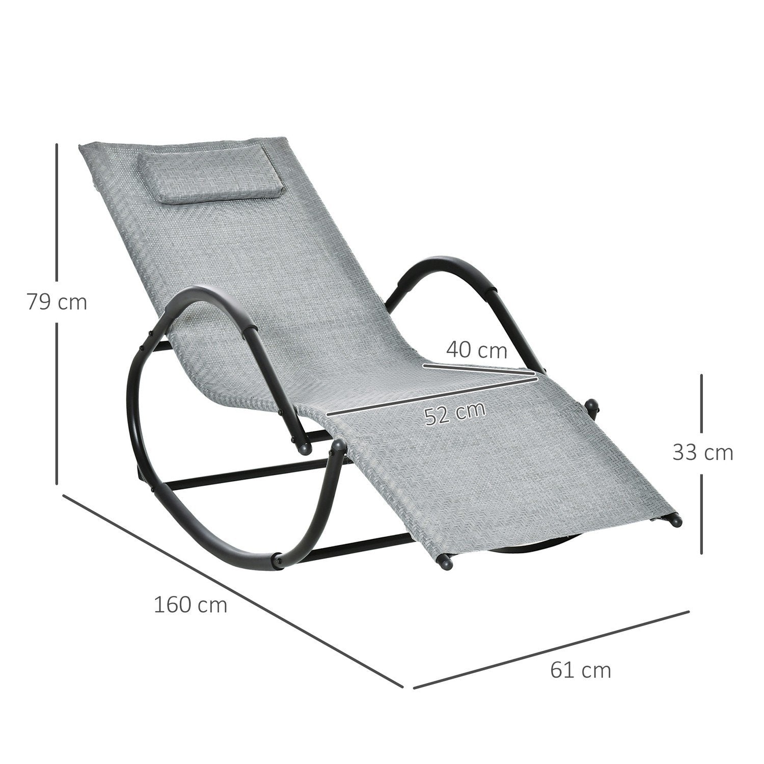 Gungstol Gungstol Med Kudde Trädgårdssäng Swing Lounger Rymmer Upp Till 160 Kg Textline Grå 61 X 160 X 79 Cm