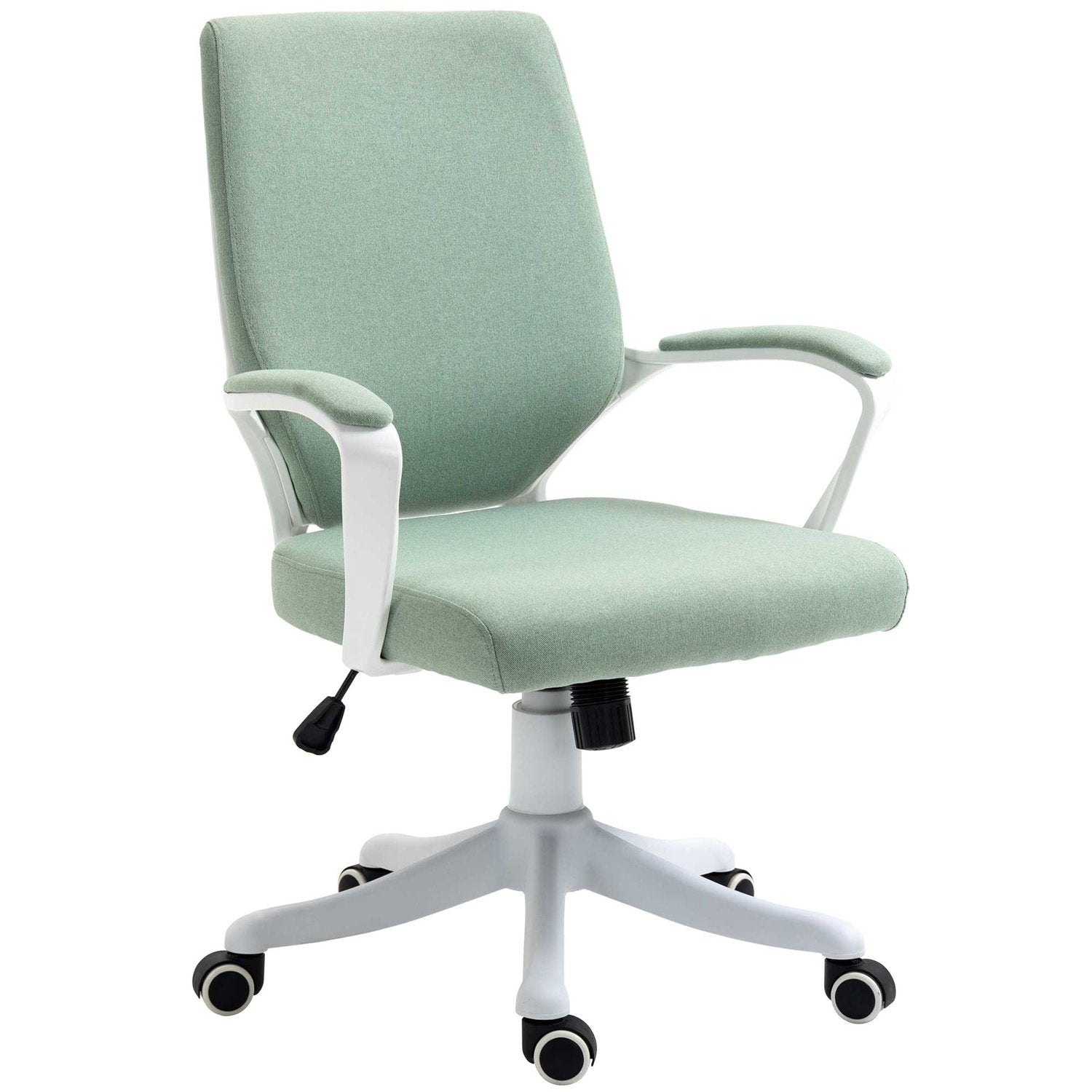 Kontorsstol Skrivbordsstol Med Rocker Funktion Ryggstöd Tjockt Vadderat Ergonomiska 360° Svängbara Hjul Polyester Grön + Vit 62X69X92-100 Cm