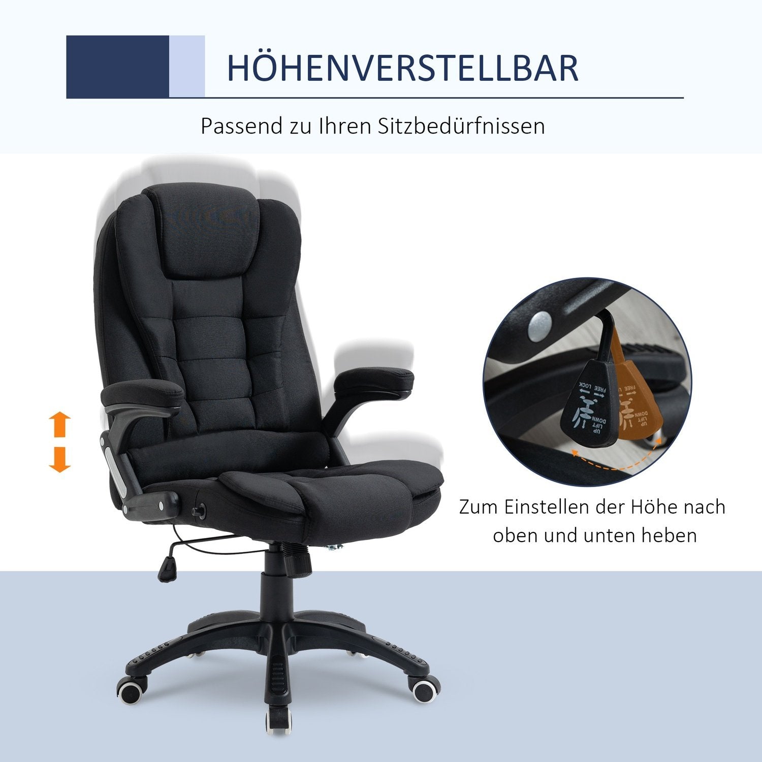 Kontorsstol Höj- Och Sänkbar Skrivbordsstol Ergonomiskt Skum Pp Plast Linneliknande Polyester Svart 65 X 72 X 100-120 Cm