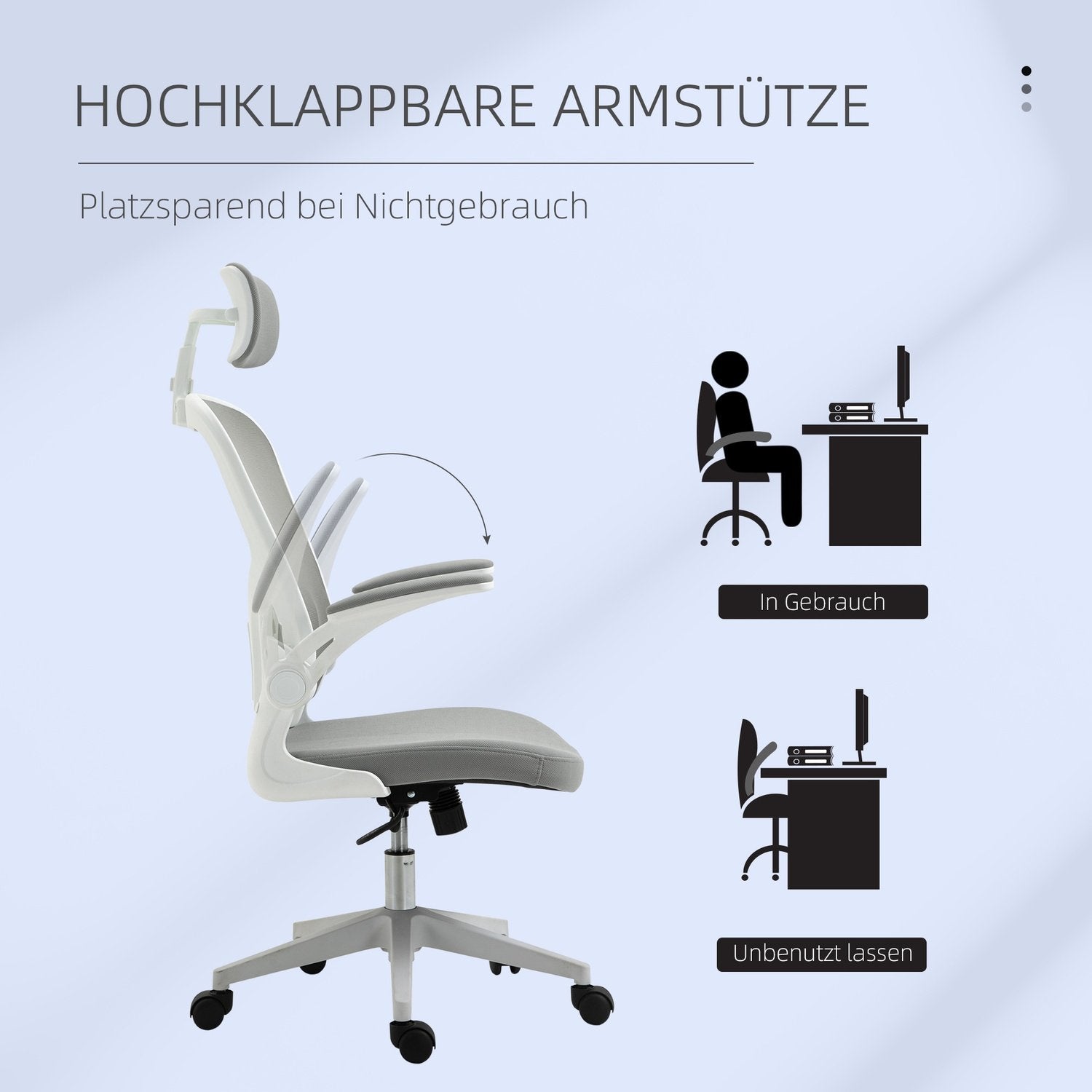 Kontorsstol Ergonomisk Stol Med Vippfunktion Högt Ryggstöd För Nackstöd, Uppfällbart Grått 65 X 64 X 114-122 Cm