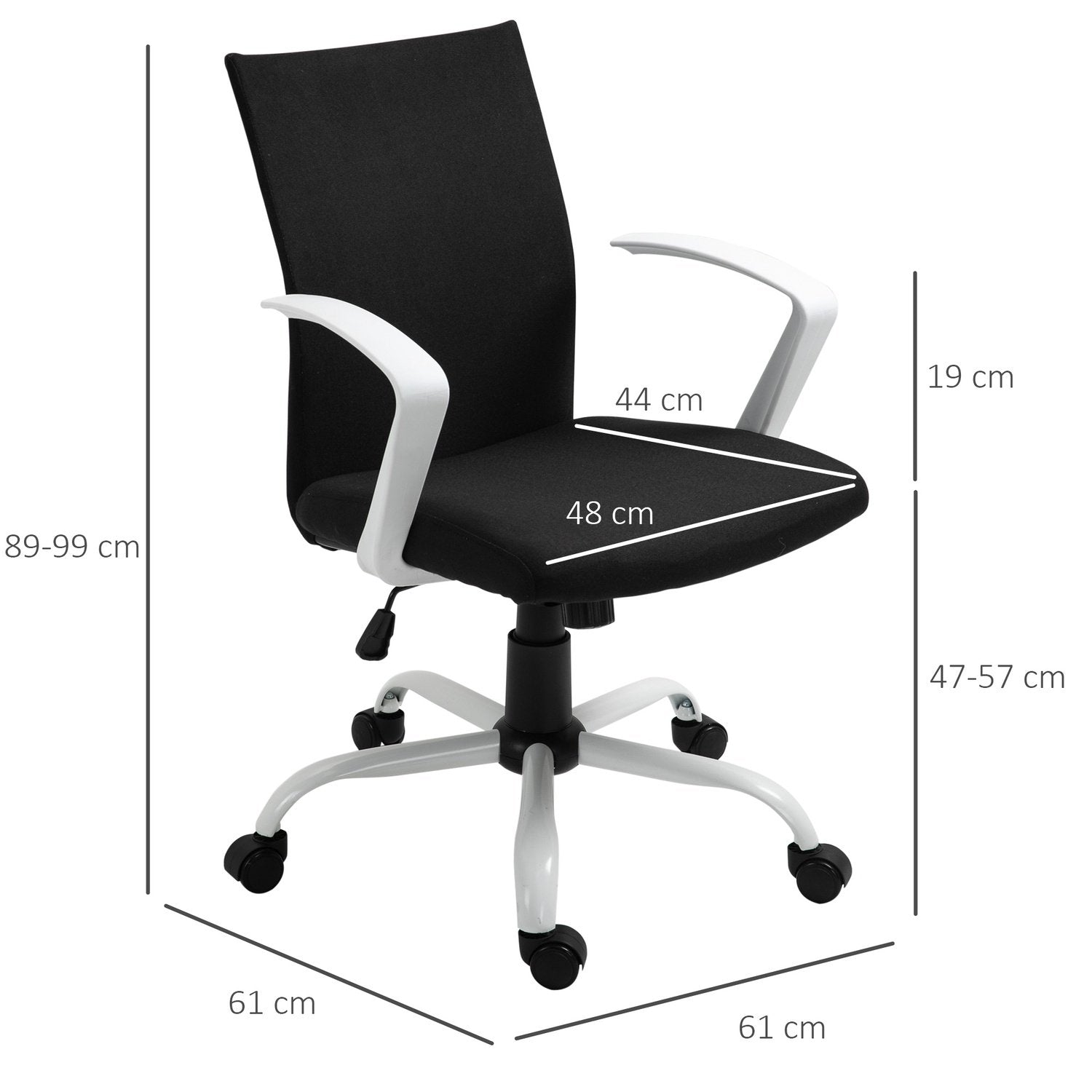 Kontorsstol Skrivbordsstol Mesh Ryggstöd Med Vippfunktion Nackstöd Ergonomiska 360° Svängbara Hjul Skum Nylon Svart 61X61X89-99Cm