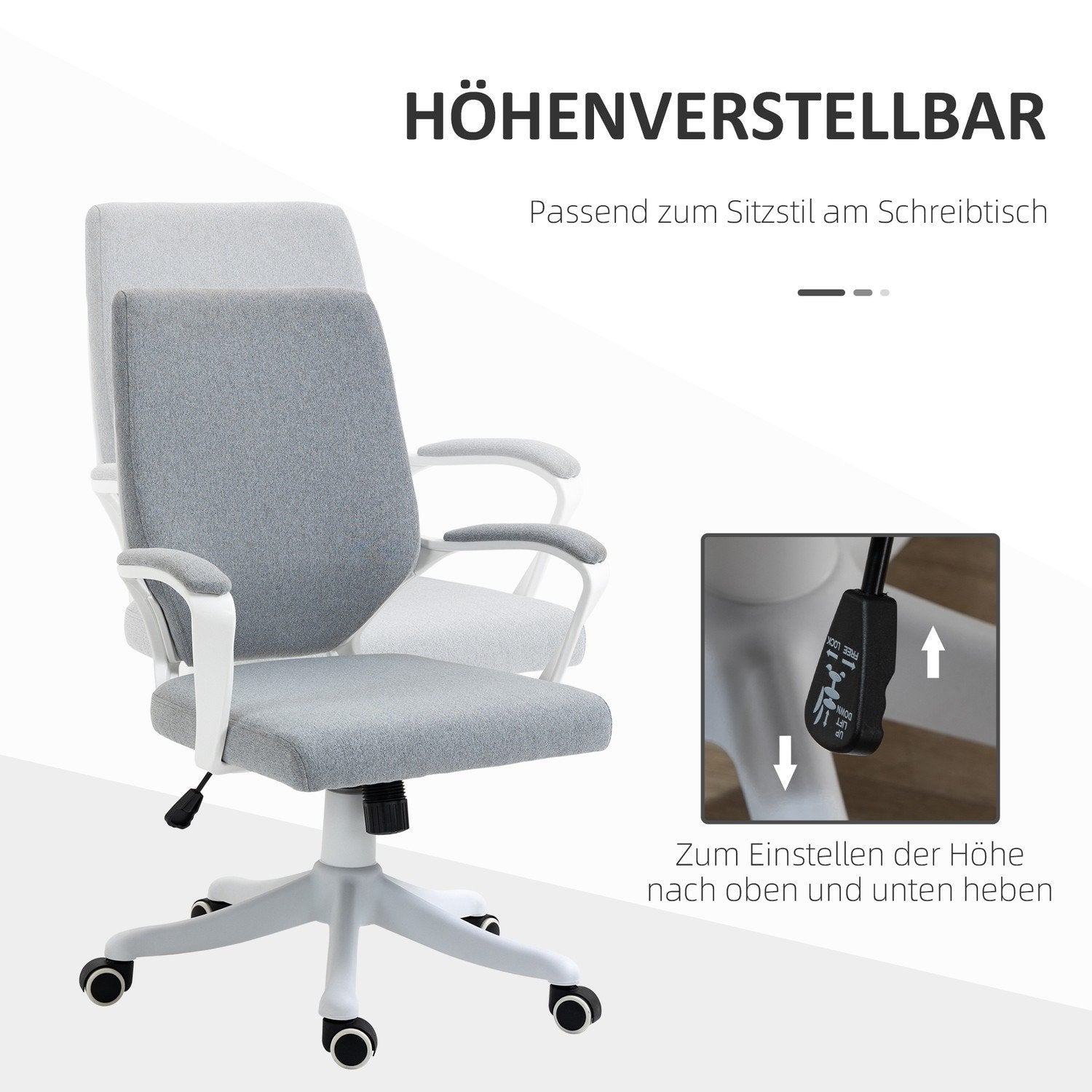 Kontorsstol Skrivbordsstol Med Vippfunktion Ryggstöd Höjdjusterbart Tjockt Vadderat Ergonomiska 360° Svängbara Hjul Polyester Nylon Pp