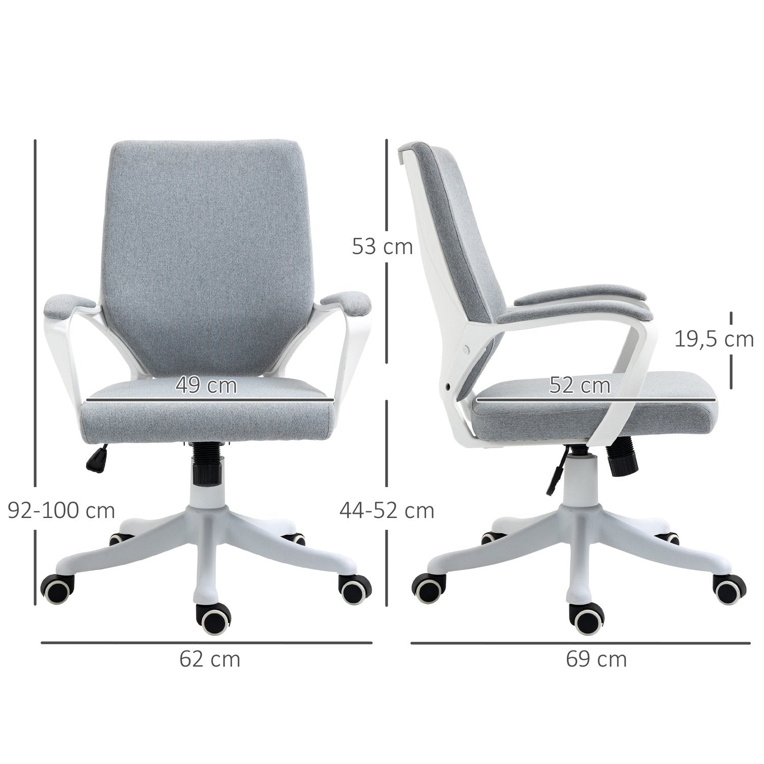 Kontorsstol Skrivbordsstol Med Vippfunktion Ryggstöd Höjdjusterbart Tjockt Vadderat Ergonomiska 360° Svängbara Hjul Polyester Nylon Pp