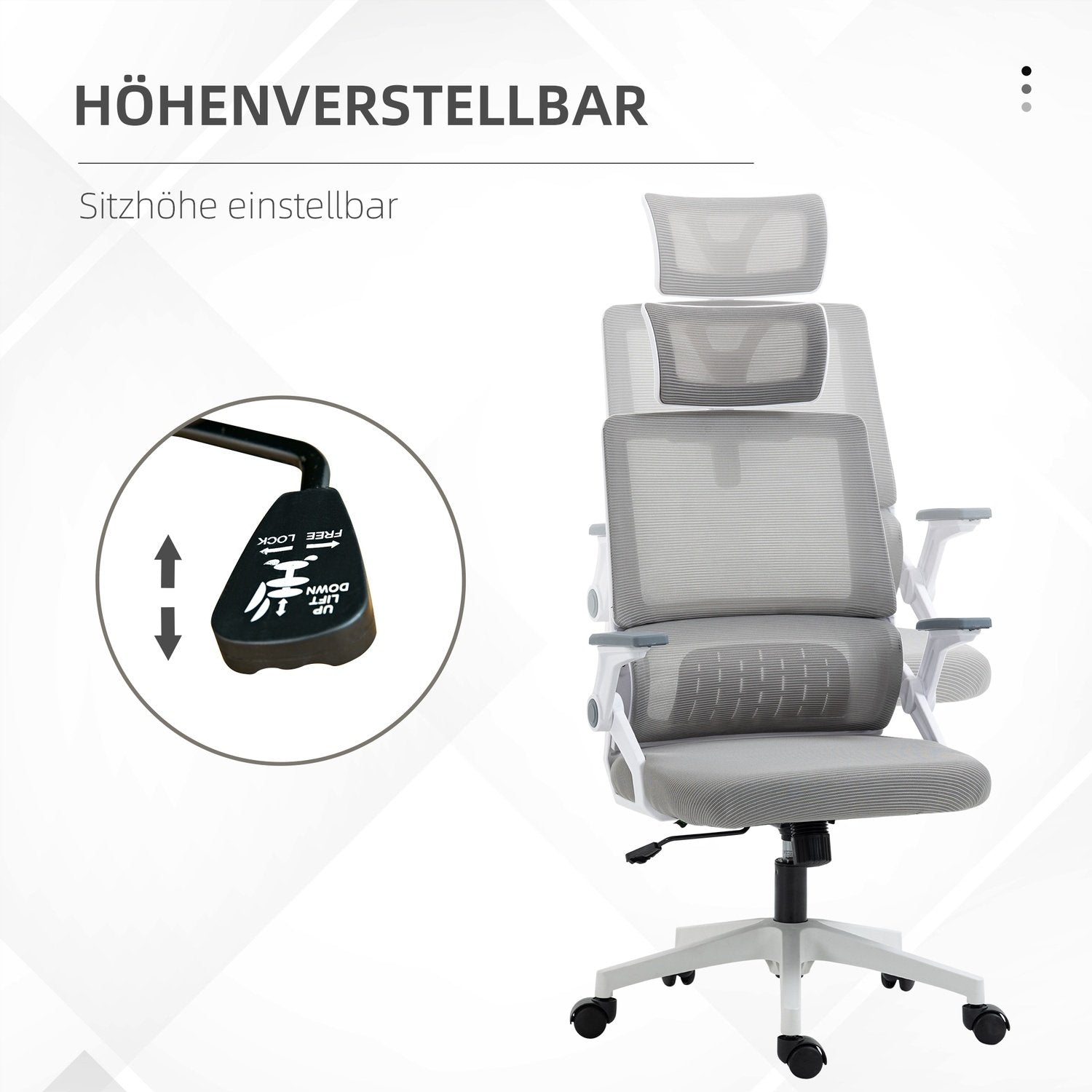 Kontorsstol Ergonomisk Skrivbordsstol Justerbart Nackstöd Armstöd Höjdjusterbart Snurrstol Gungfunktion Svankstöd Mesh