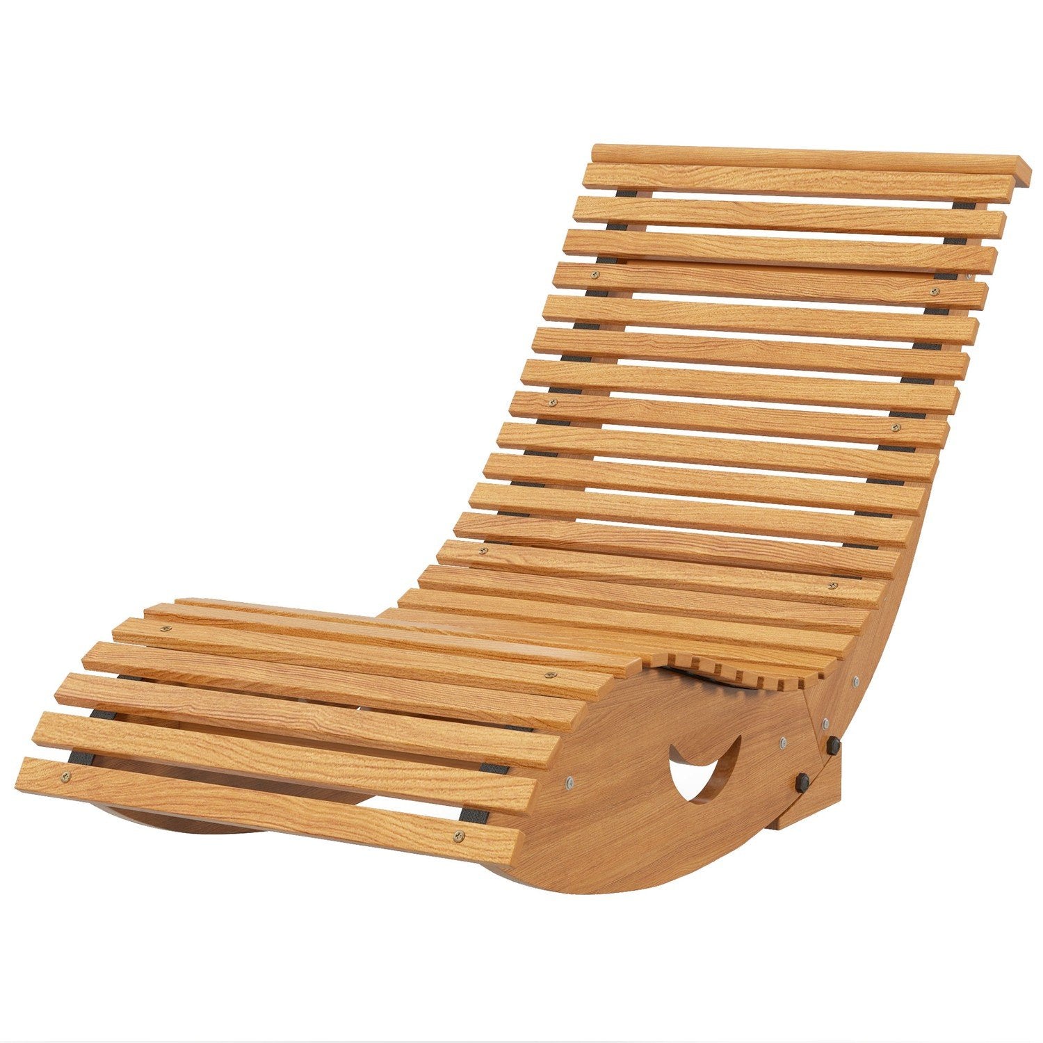 Gungstol, Gungstol I Trä, Ergonomisk Gungstol Med S-Form, Tippskydd, Bärförmåga Upp Till 120 Kg För Balkong, Teak, 130 X 60 X 60 Cm