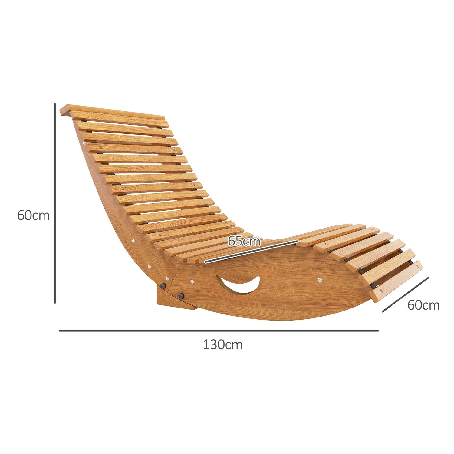 Gungstol, Gungstol I Trä, Ergonomisk Gungstol Med S-Form, Tippskydd, Bärförmåga Upp Till 120 Kg För Balkong, Teak, 130 X 60 X 60 Cm