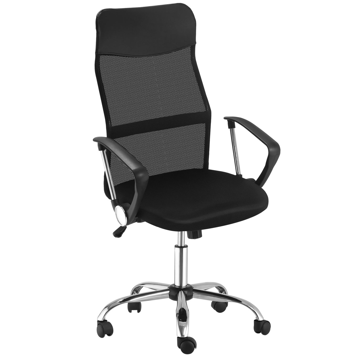 Ergonomisk svart svängbar spelstol, meshskum, justerbar höjd