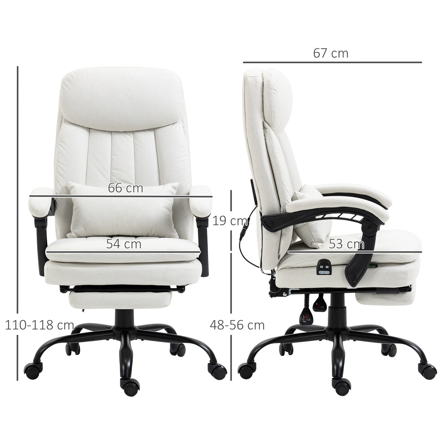 Ergonomisk Krämvit Executive Massage Kontorsstol