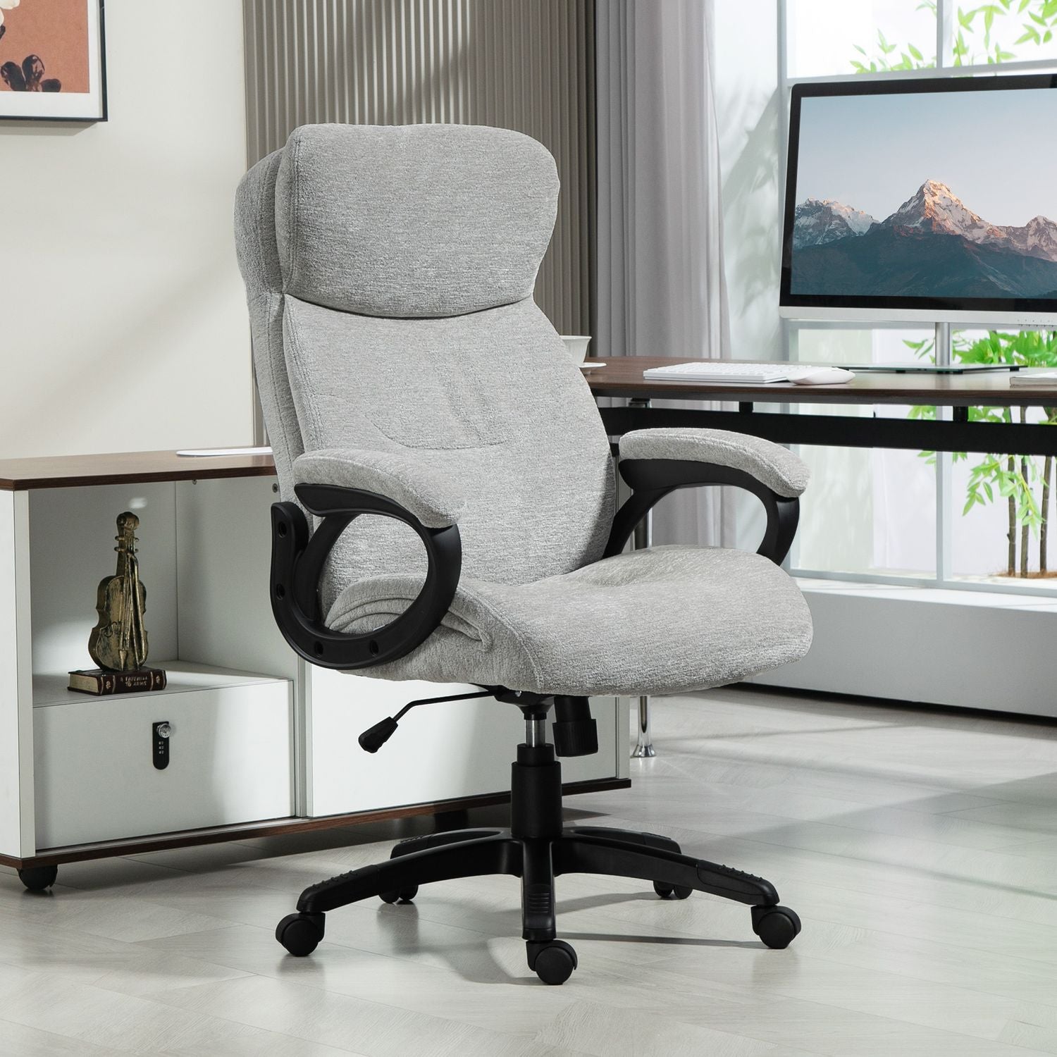 Ergonomisk Rocker Kontorsstol, höjdjusterbar, ljusgrå