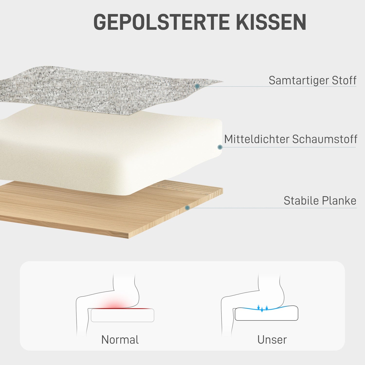 Ergonomisk Rocker Kontorsstol, höjdjusterbar, ljusgrå