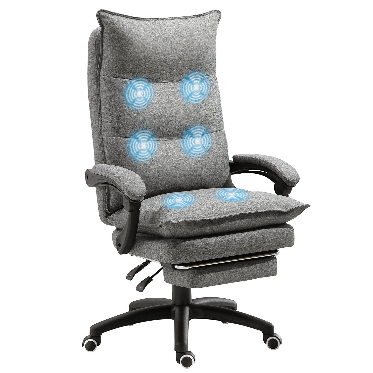 Ergonomisk grå svängbar spelstol, höjdjusterbar, nylon