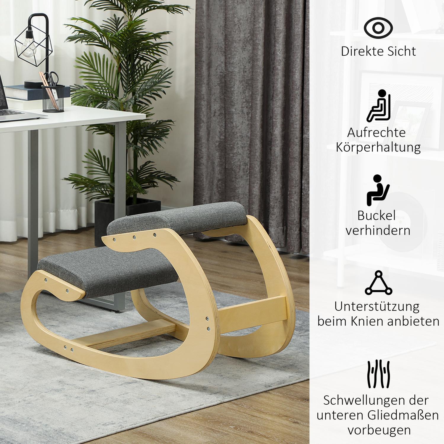 Ergonomisk gungknästol för förbättrad hållning, grå