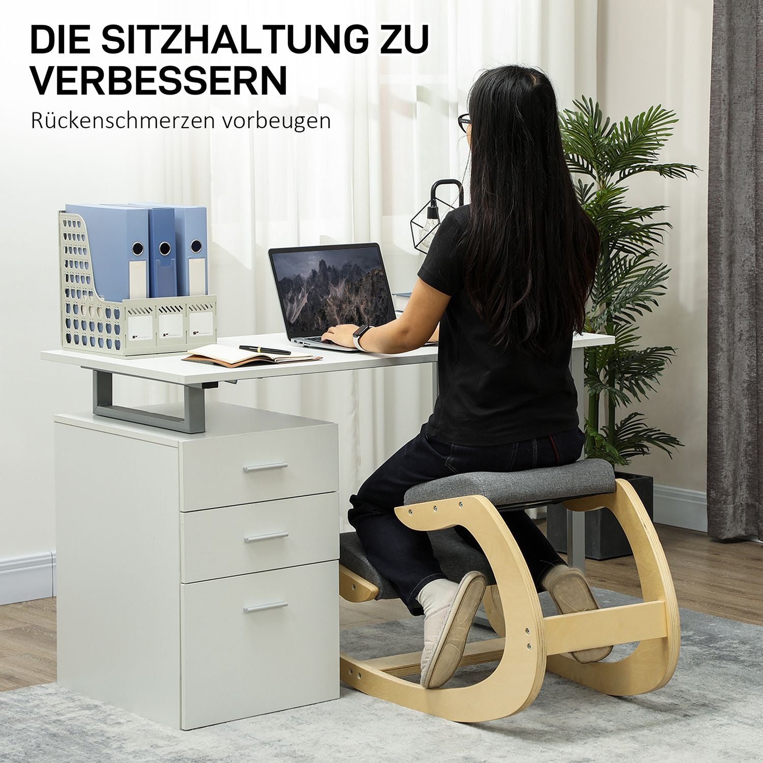 Ergonomisk gungknästol för förbättrad hållning, grå