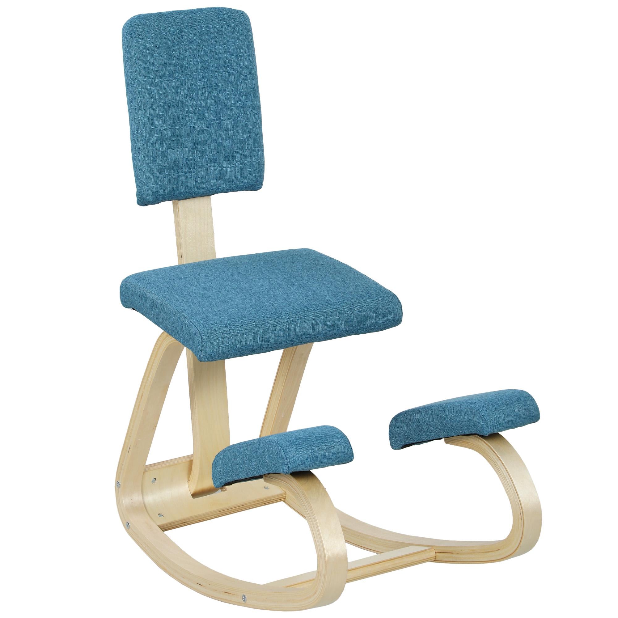 Ergonomická klekačka, tmavě modrá, březový rám