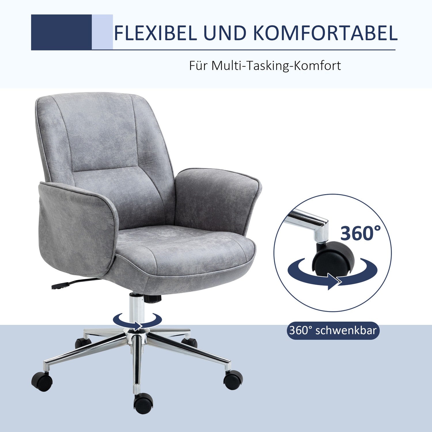 Ergonomisk kontorsstol – 360° vridbar, justerbar höjd