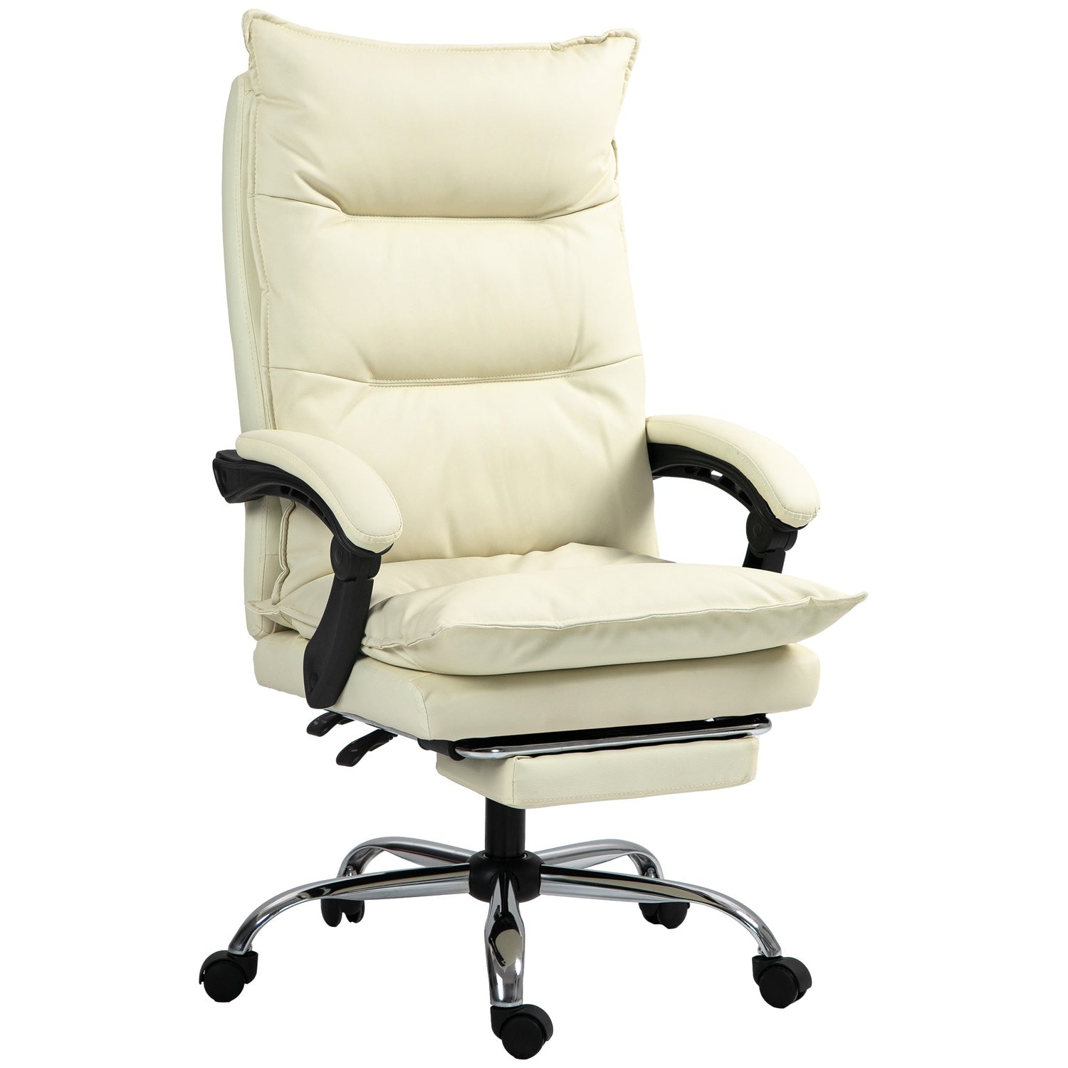 Ergonomisk kontorsstol, höjdjusterbar, 155° lutning, beige