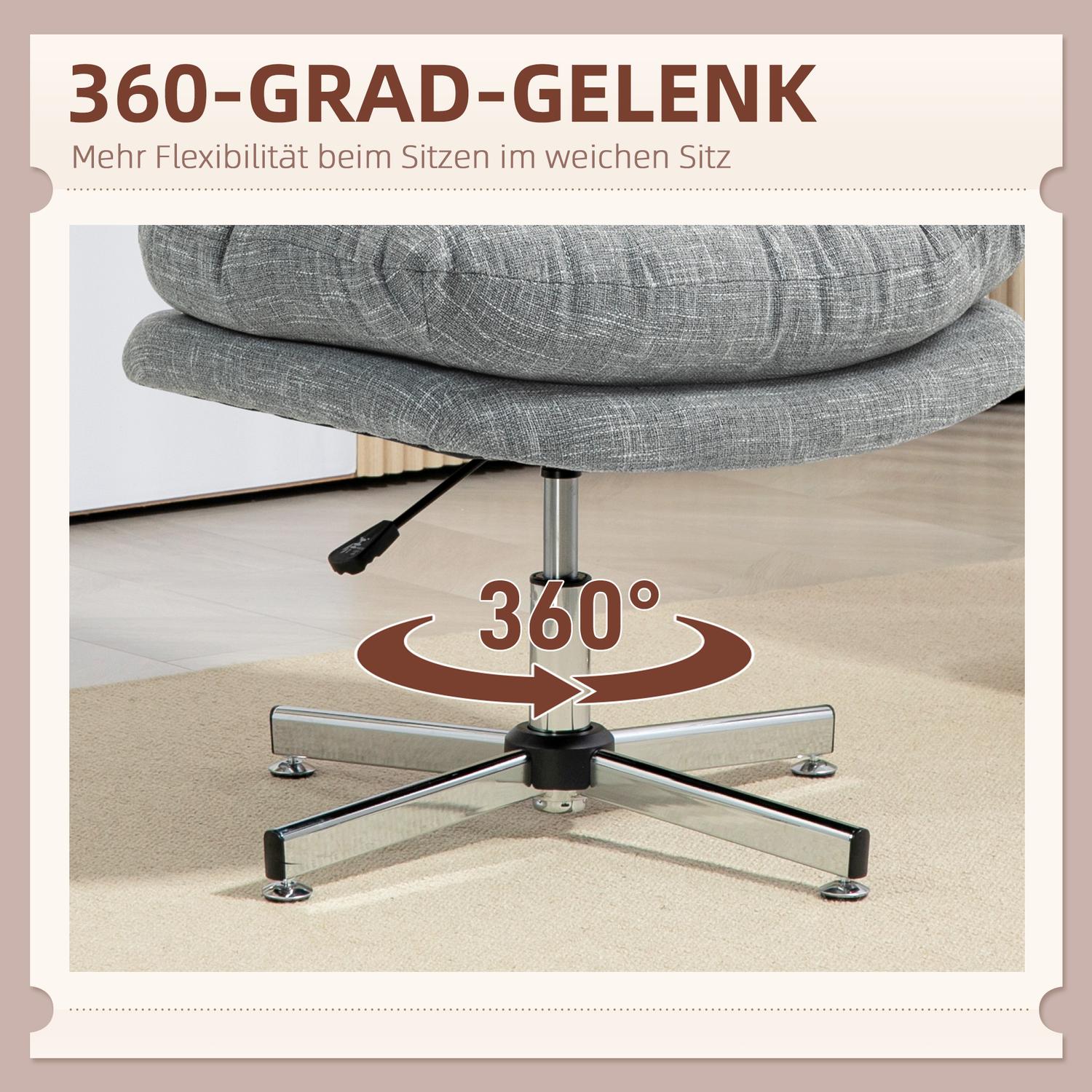 Ergonomisk kontorsstol, höjdjusterbar, grå linne