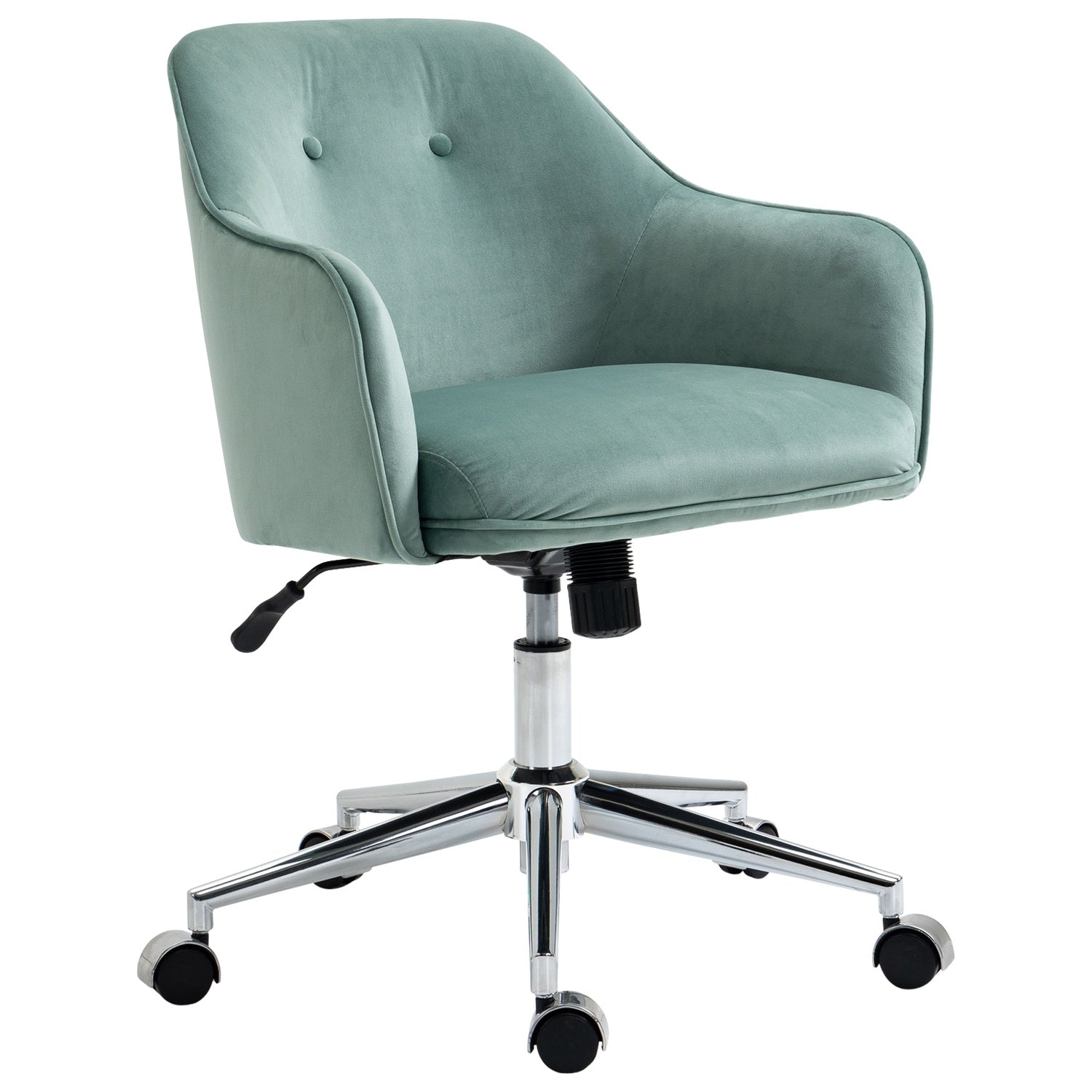 Ergonomisk kontorsstol, höjdjusterbar sammet, grön
