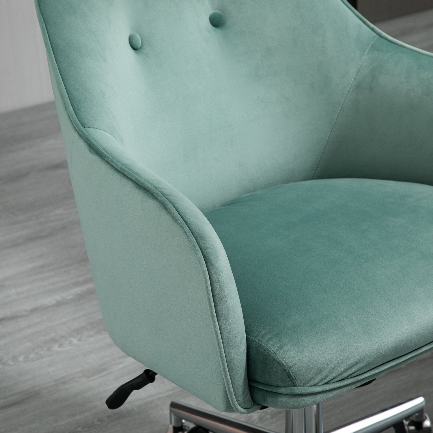 Ergonomisk kontorsstol, höjdjusterbar sammet, grön
