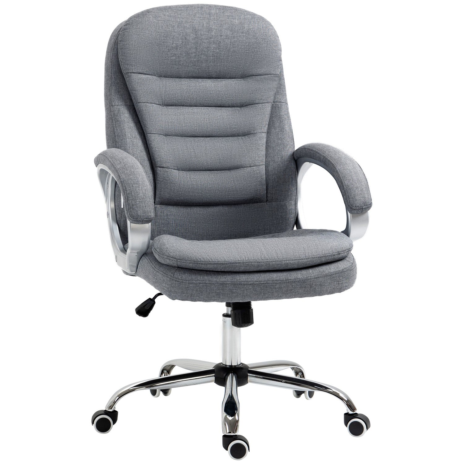 Ergonomisk kontorsstol i grått linne med rocker, justerbar höjd