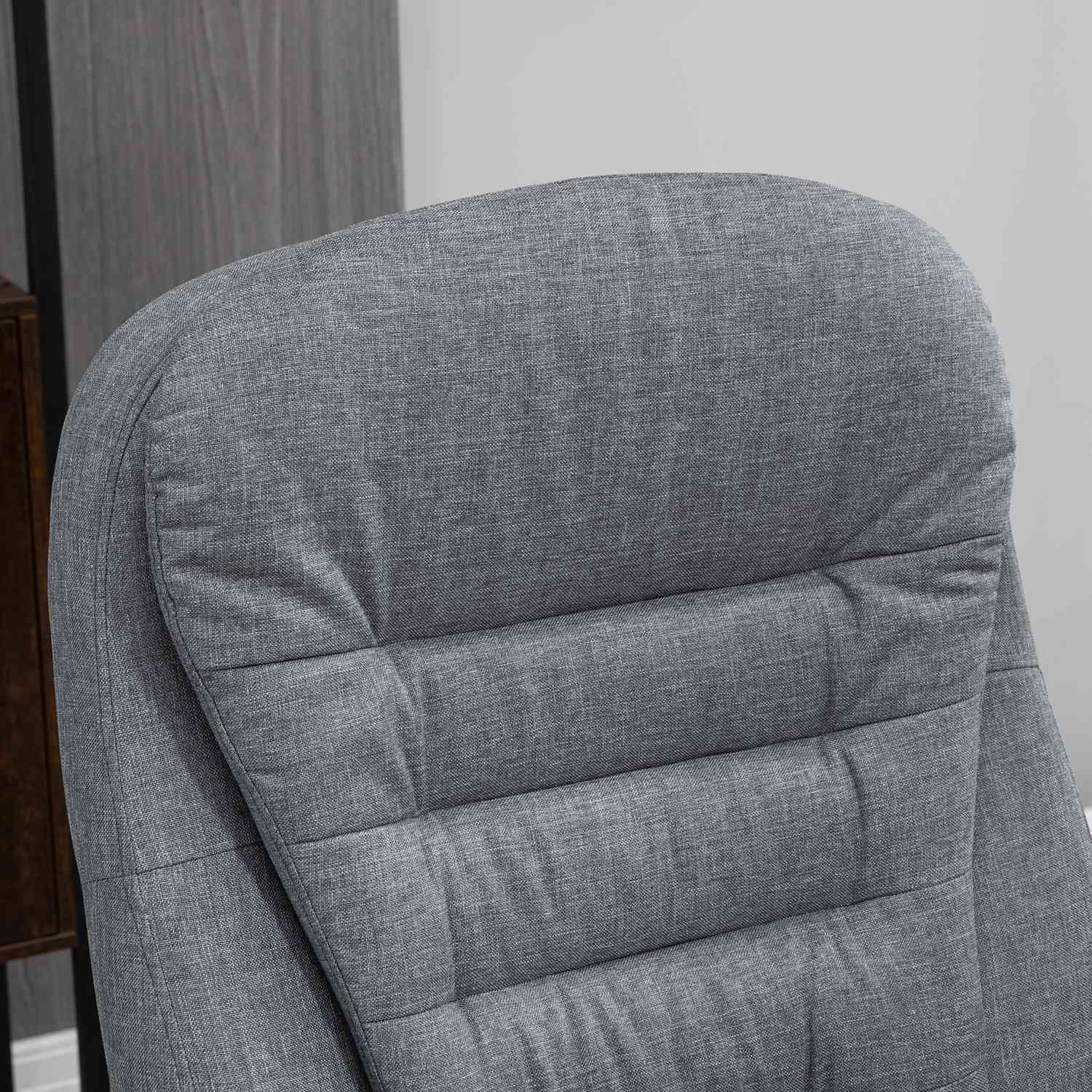 Ergonomisk kontorsstol i grått linne med rocker, justerbar höjd