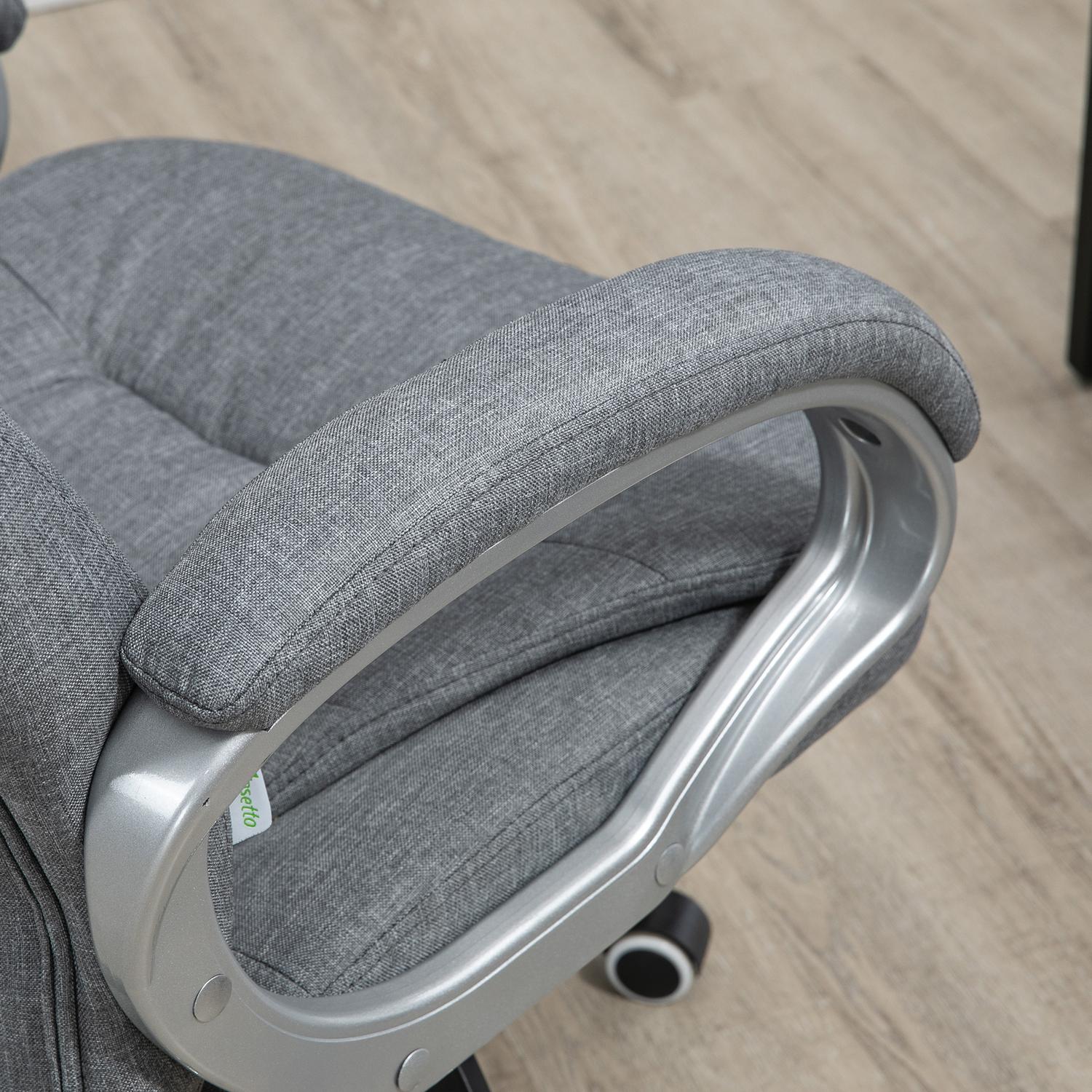 Ergonomisk kontorsstol i grått linne med rocker, justerbar höjd