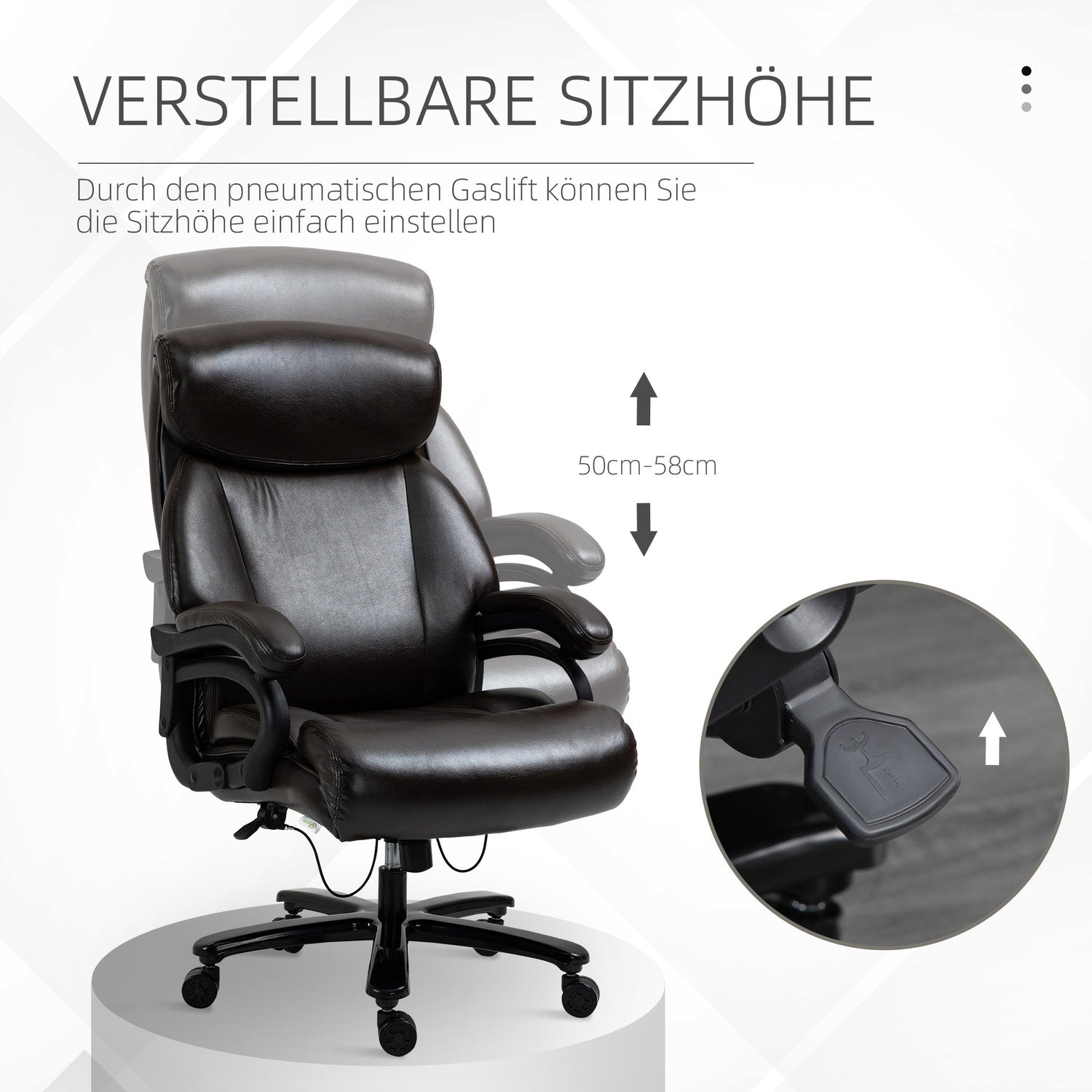 Ergonomisk kontorsstol, justerbar, 180 kg kapacitet