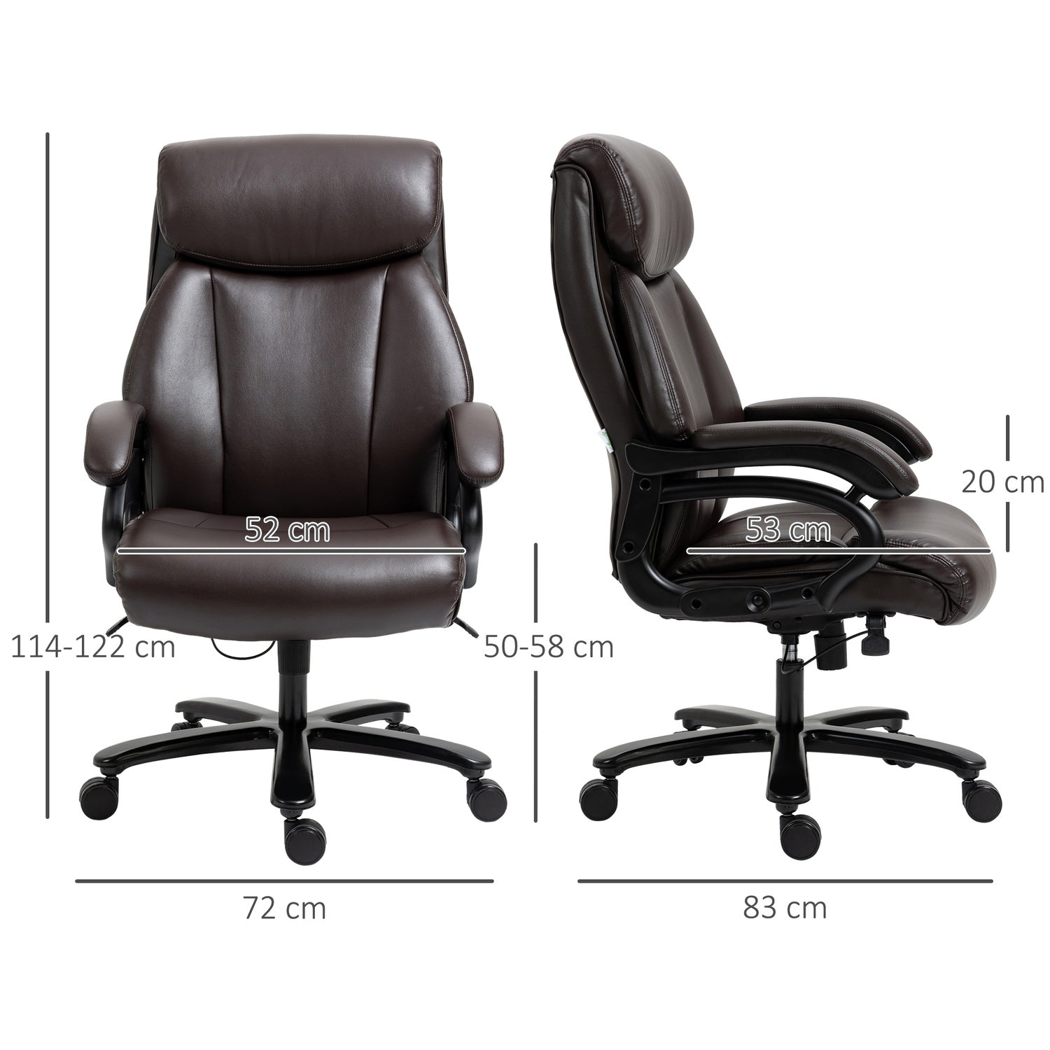 Ergonomisk kontorsstol, justerbar, 180 kg kapacitet