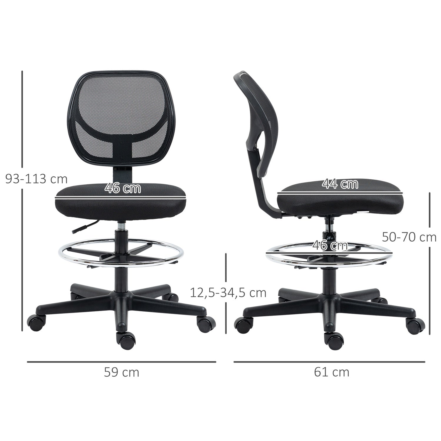 Ergonomisk kontorsstol, justerbar höjd & fotring