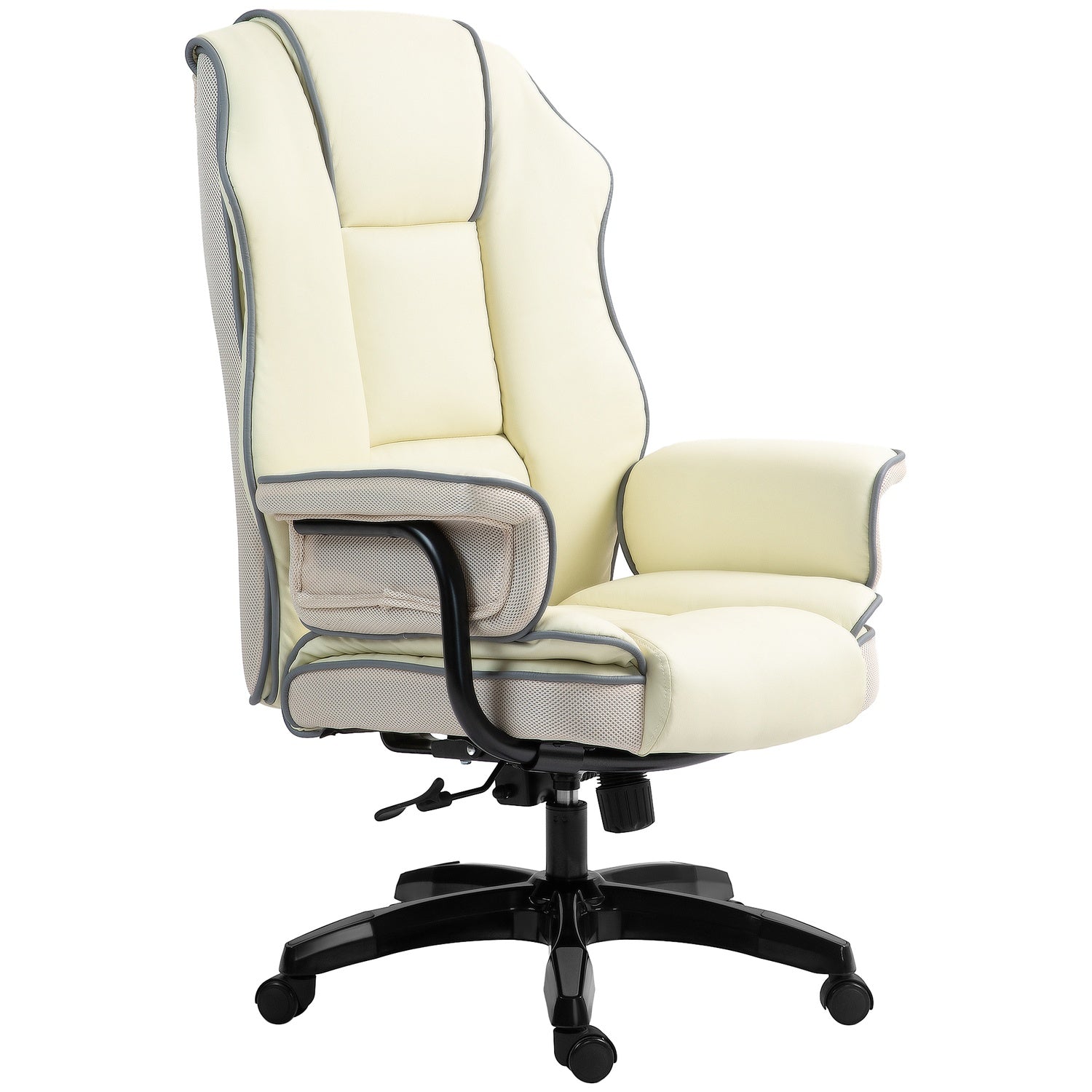 Ergonomisk kontorsstol, justerbar lutning, kräm