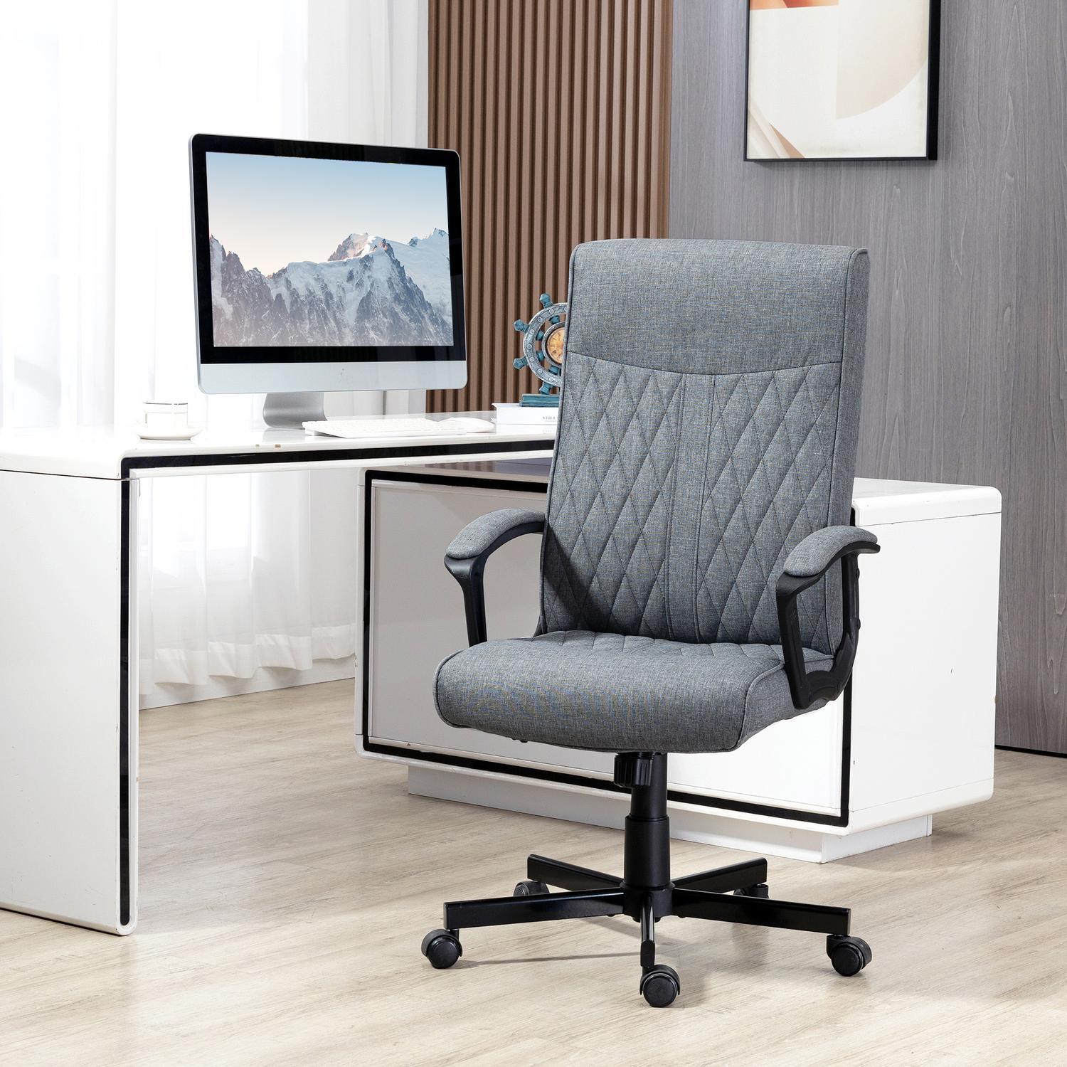 Ergonomisk kontorsstol, justerbar vridbar, mörkgrå