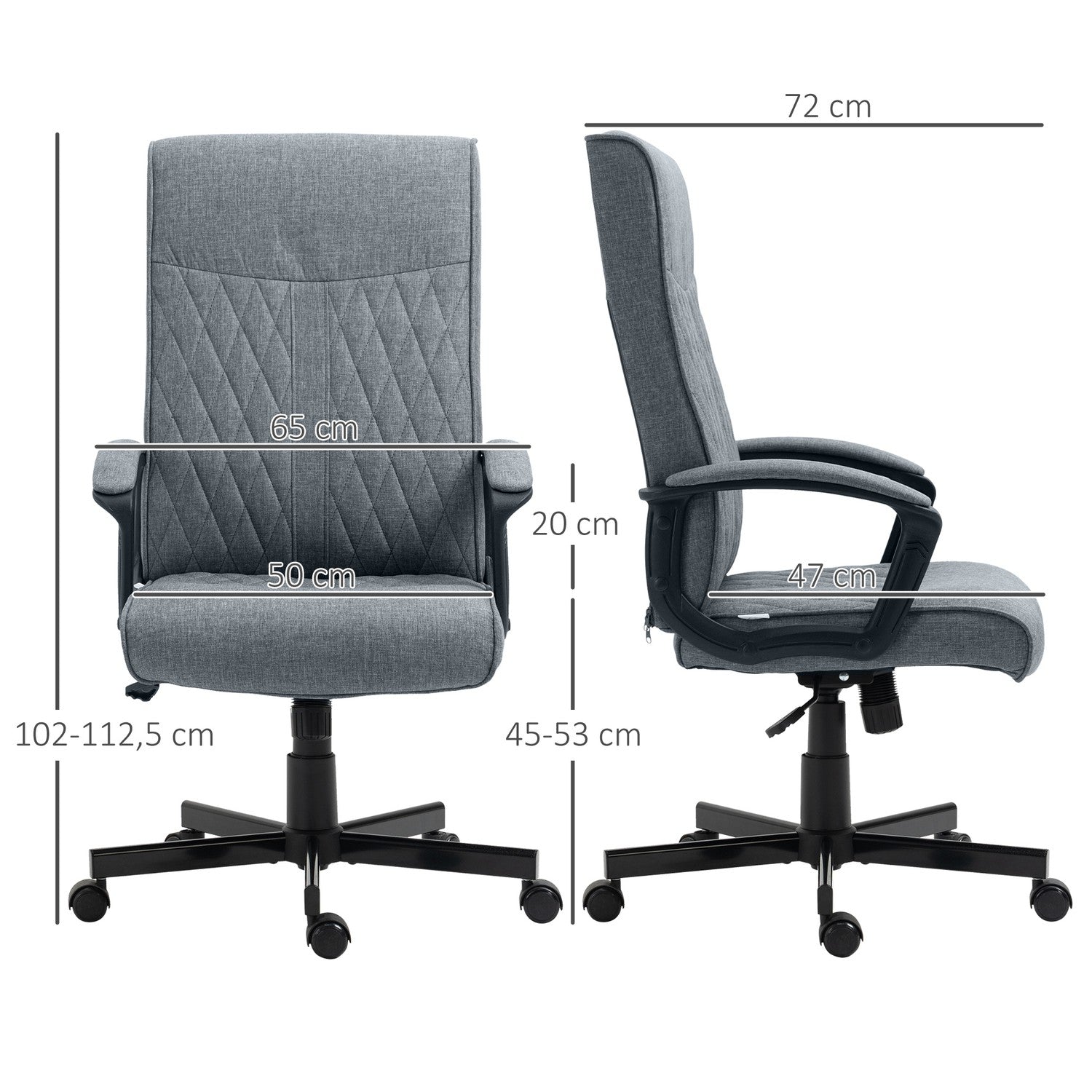 Ergonomisk kontorsstol, justerbar vridbar, mörkgrå