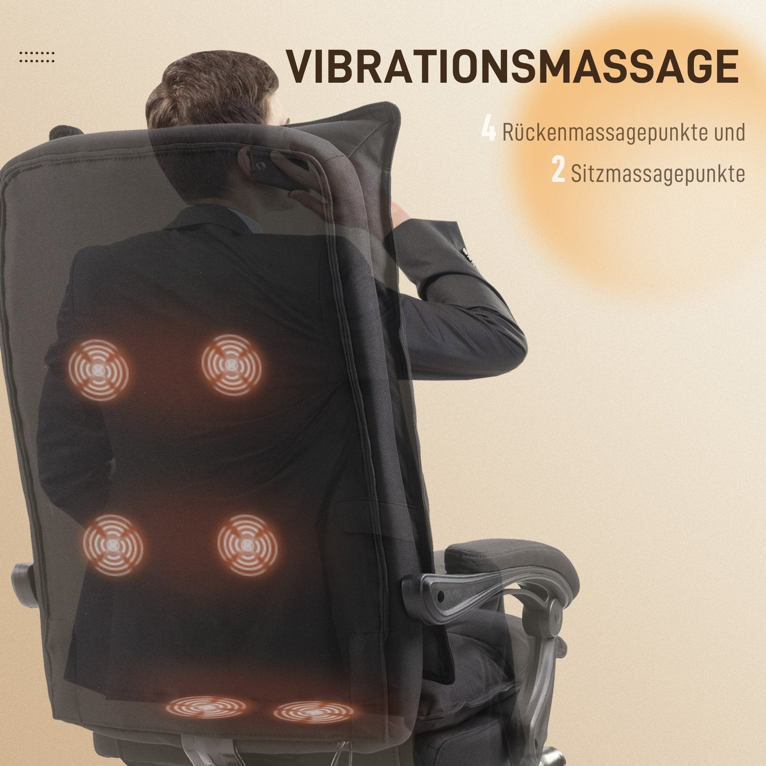 Ergonomisk kontorsstol, massage & recline med fotstöd, svart
