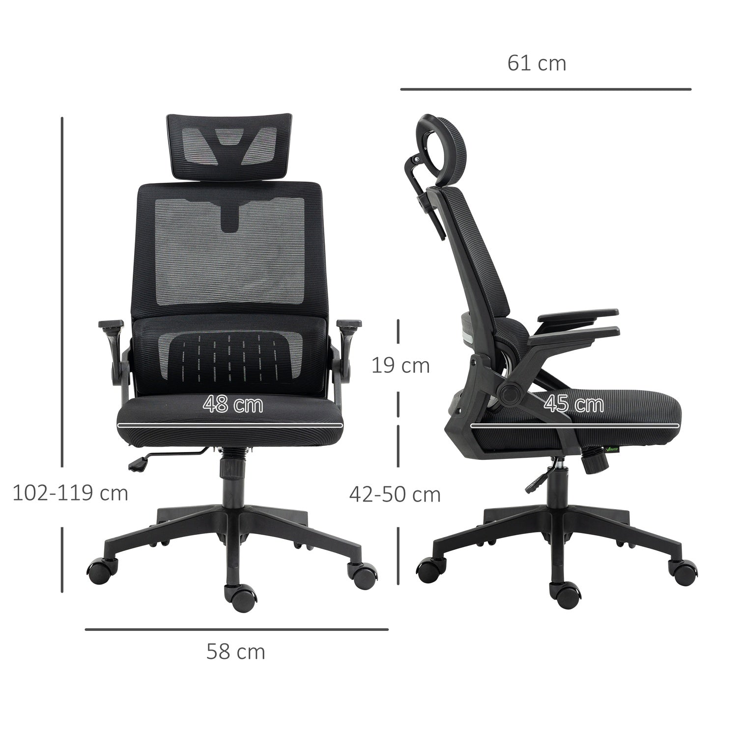 Ergonomisk kontorsstol med justerbart nackstöd och armstöd