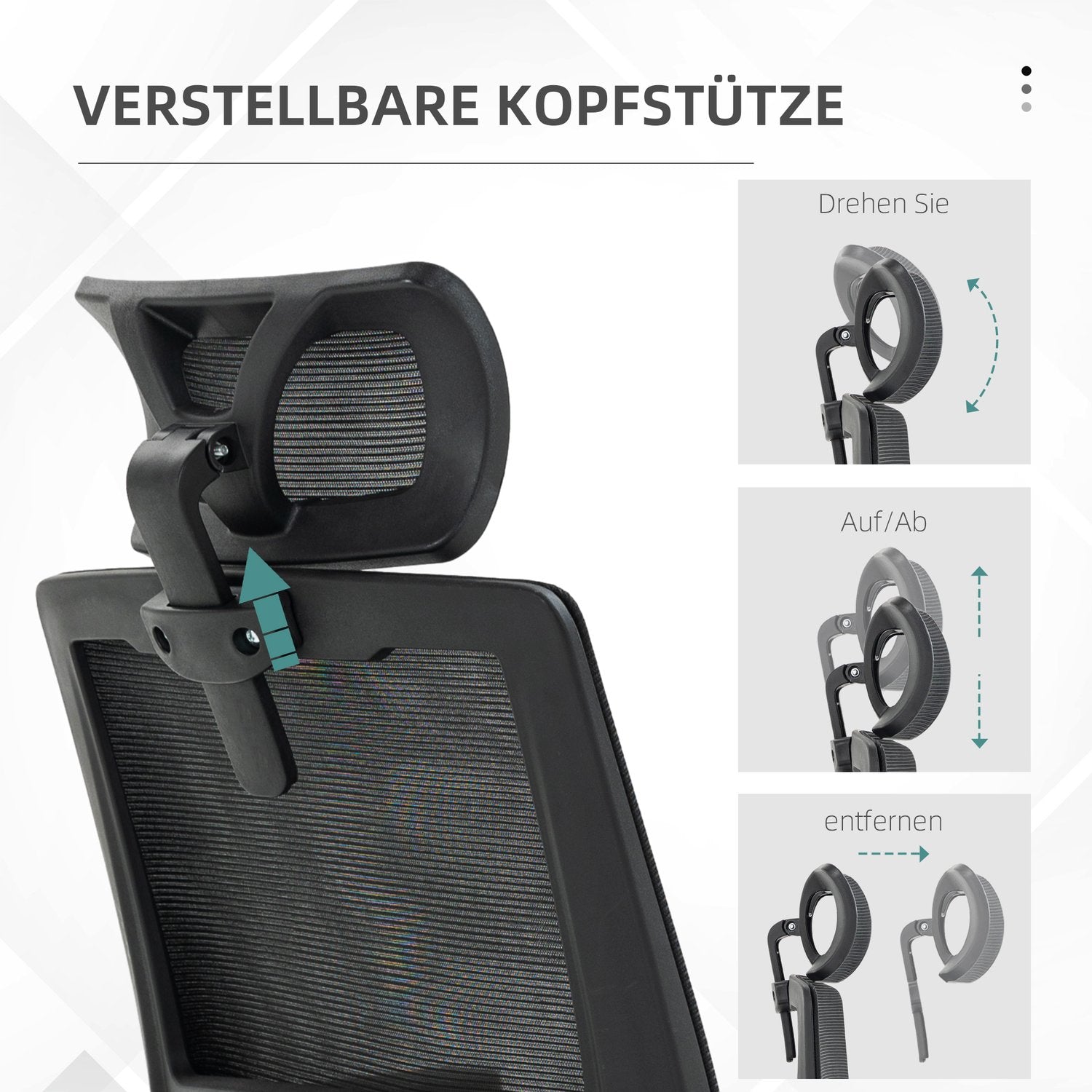 Ergonomisk kontorsstol med justerbart nackstöd och armstöd