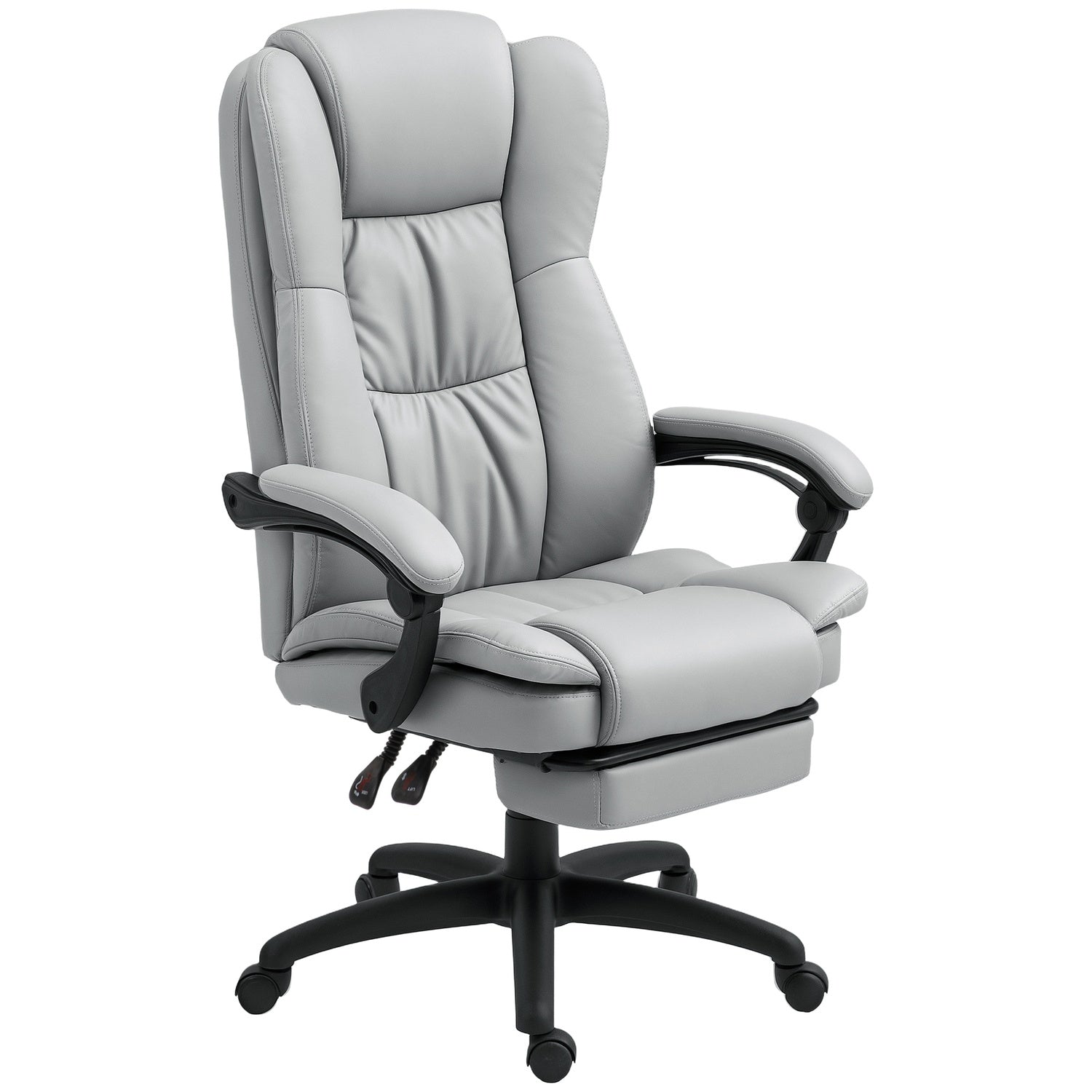 Ergonomisk kontorsstol med massage, lutning, fotstöd, grå