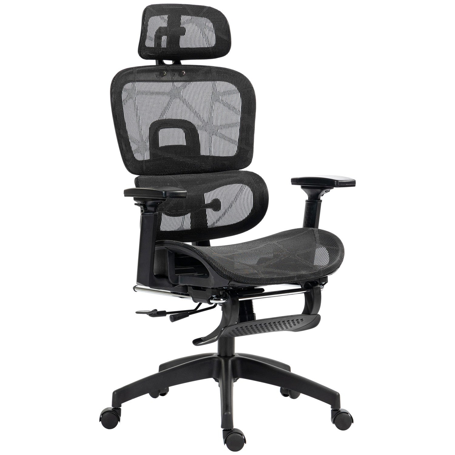 Ergonomisk kontorsstol med nackstöd, svankstöd, vridbar