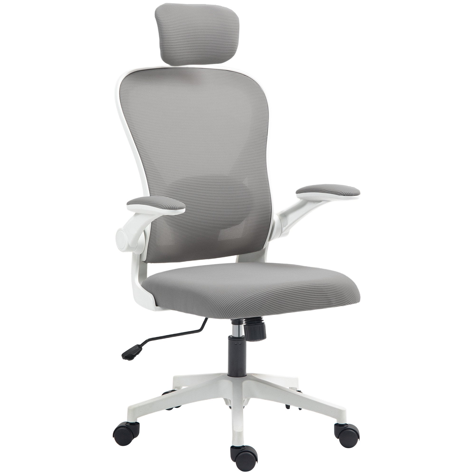 Ergonomická kancelářská židle, síťovaná, s vyklápěcími područkami, šedá