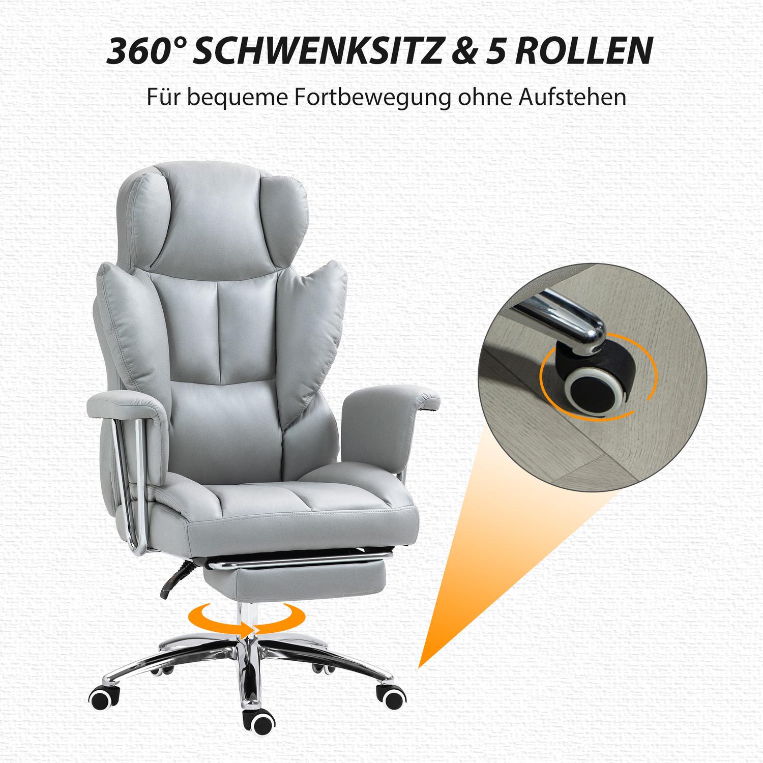 Ergonomisk liggande kontorsstol, justerbar med fotstöd