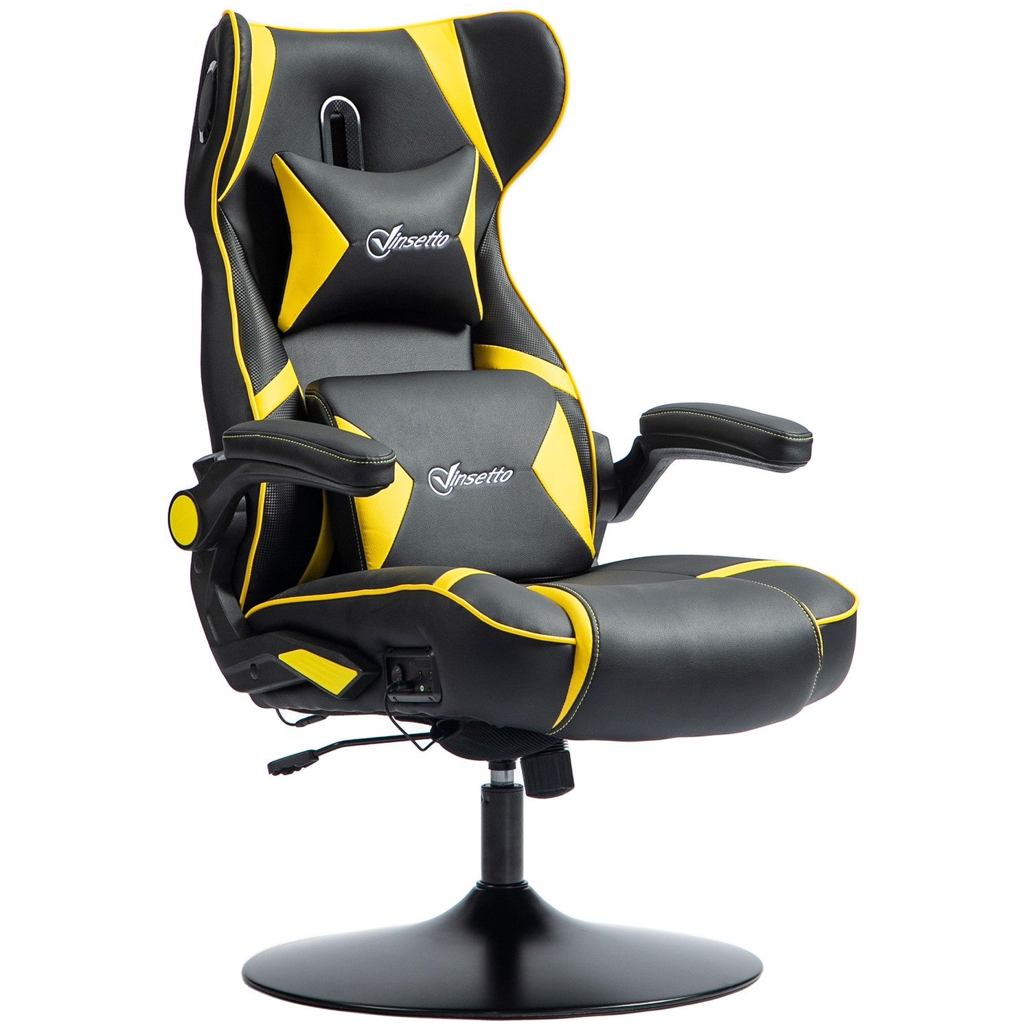 Ergonomisk spelstol med högtalare, justerbar, svart/gul